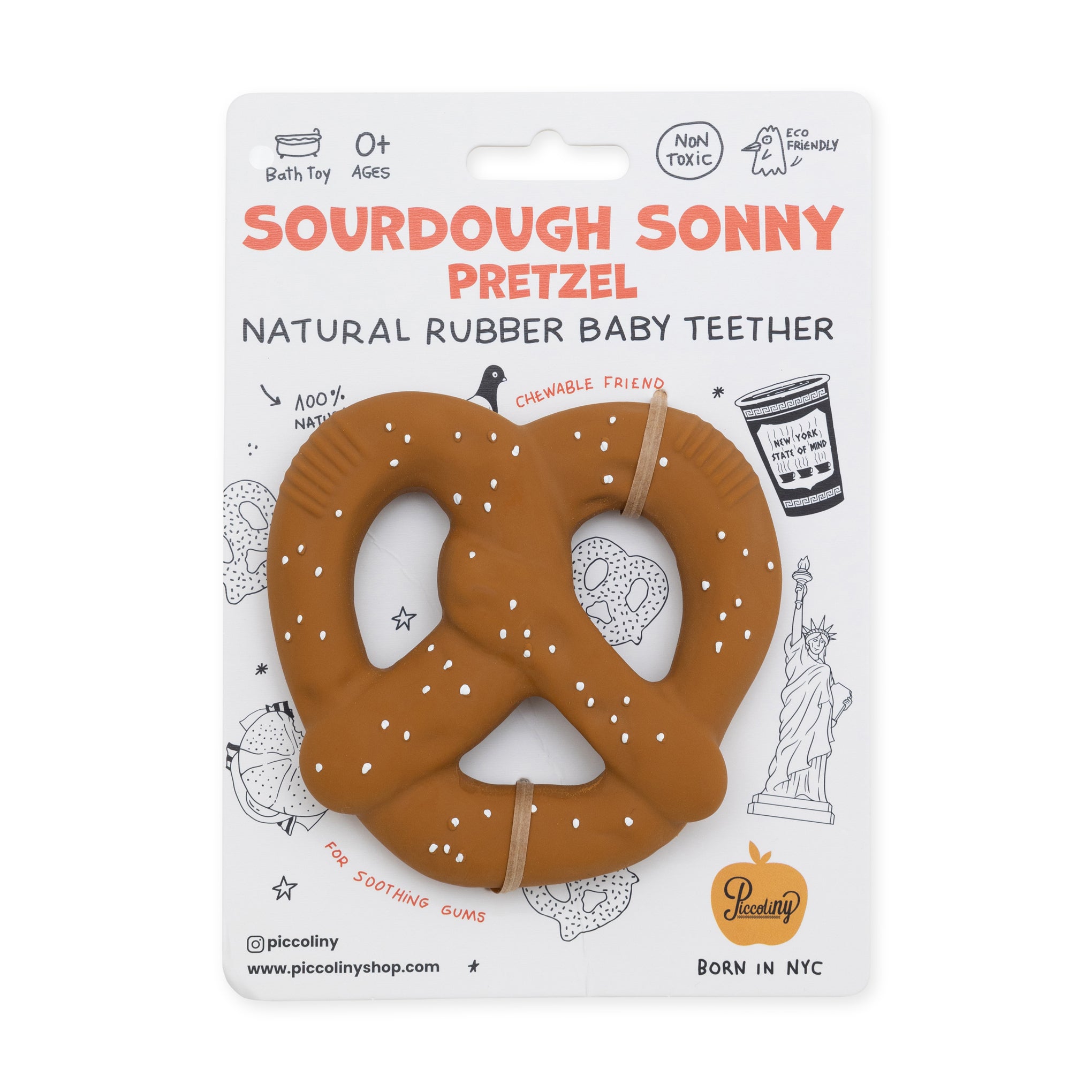 Natural Rubber Pretzel Teether Toy for Babies – NYC-Inspired, Non-Toxic & Eco-Friendly