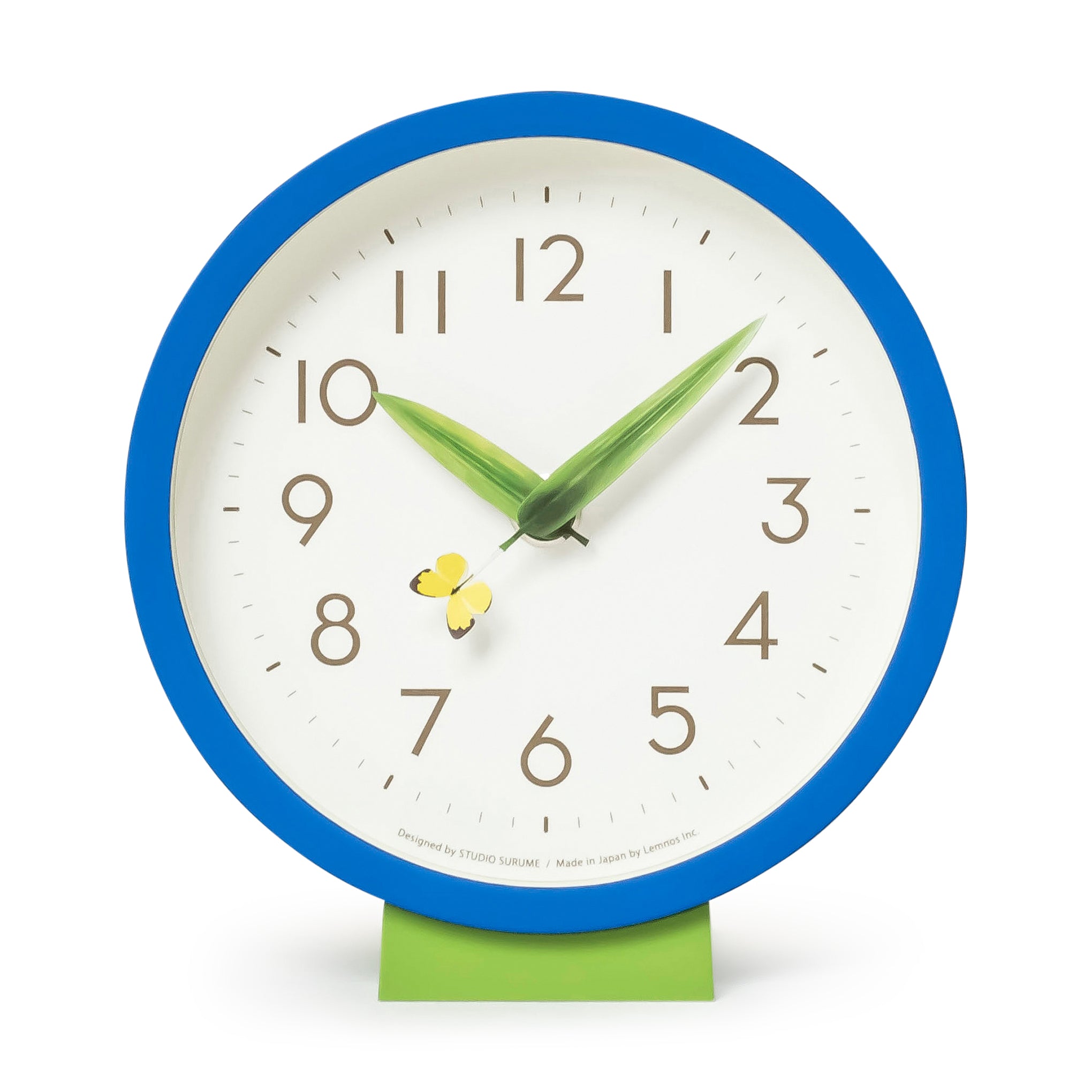 Perch Desk Clock with Butterfly - Silent Movement Blue