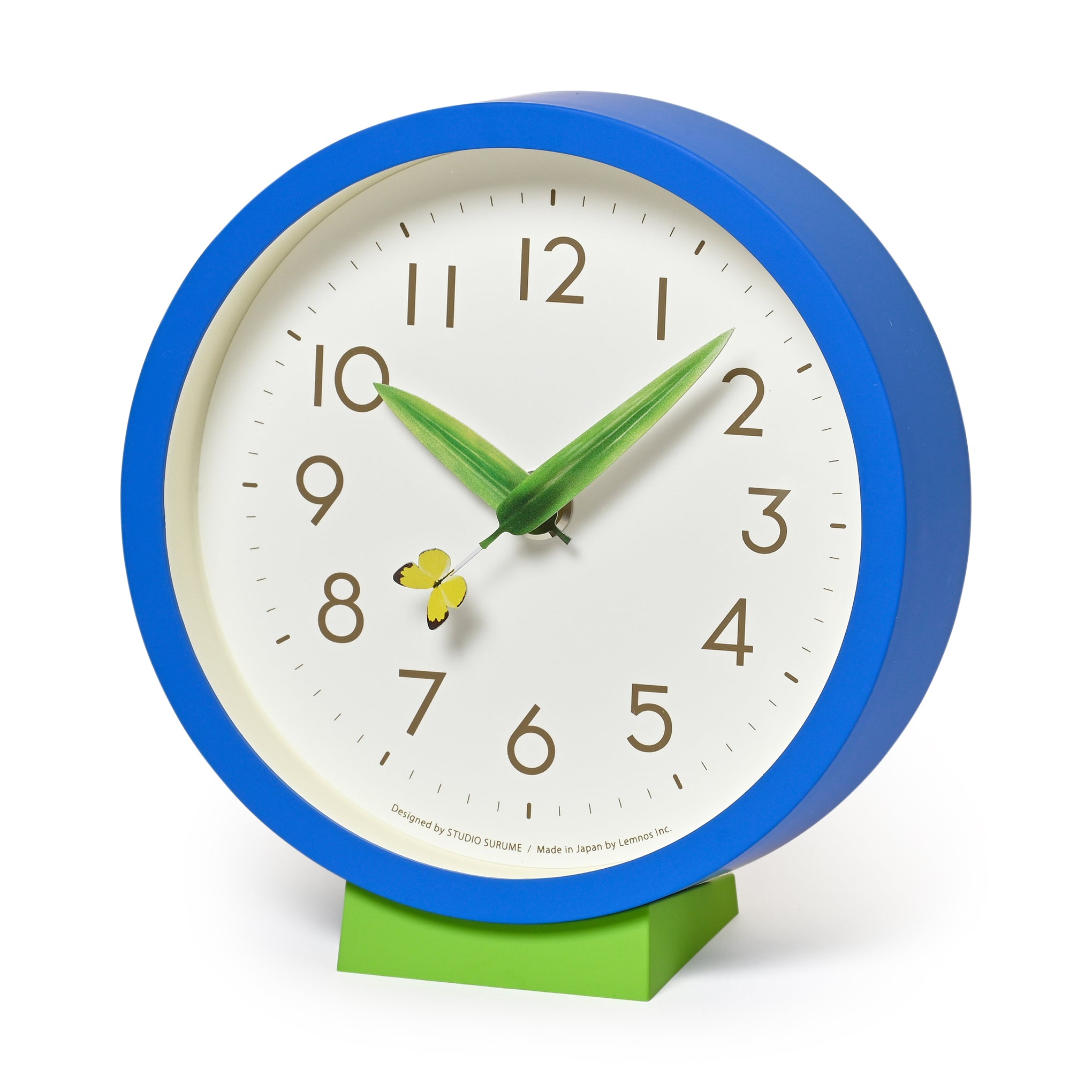 Perch Desk Clock with Butterfly - Silent Movement Blue