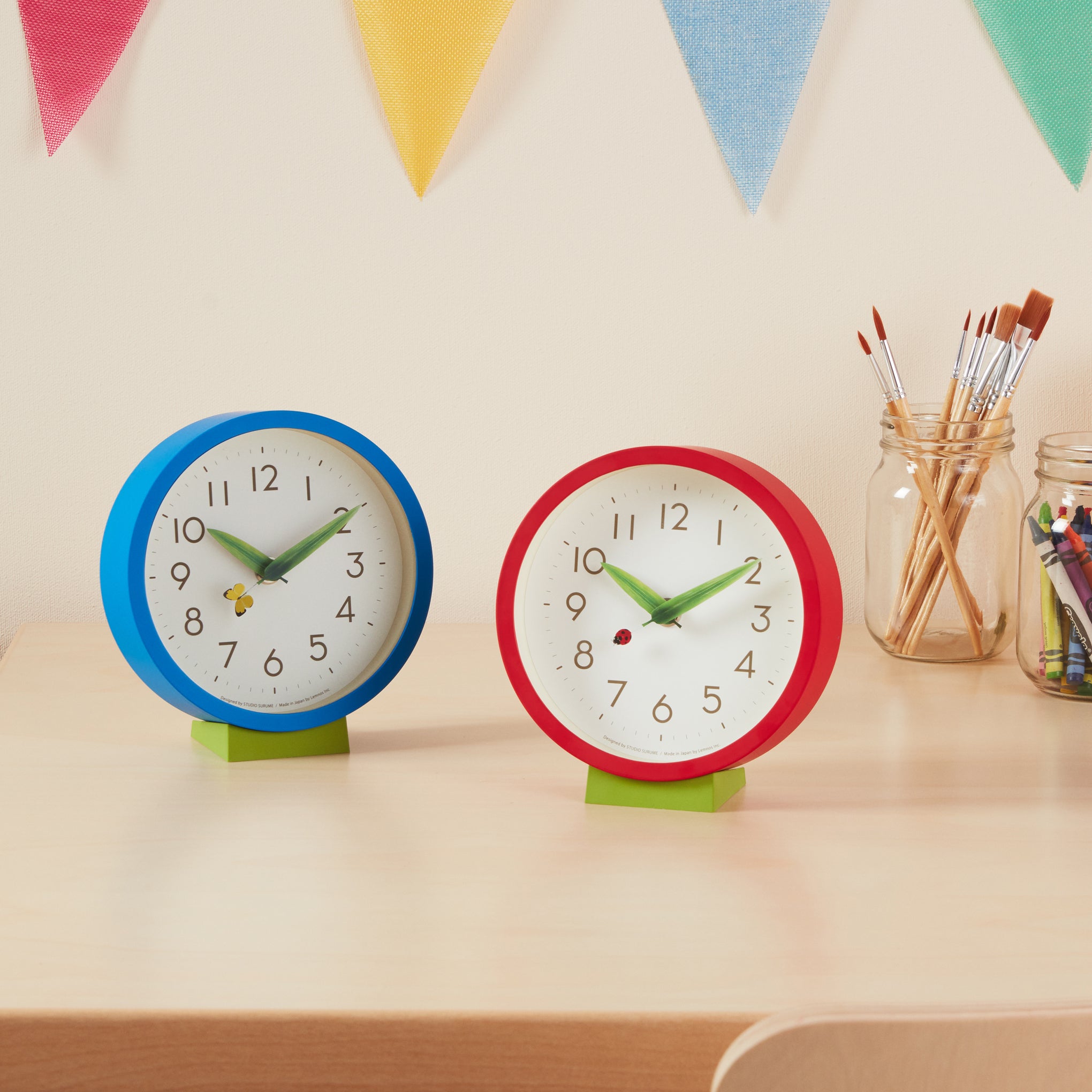 Perch Desk Clock with Butterfly - Silent Movement Blue