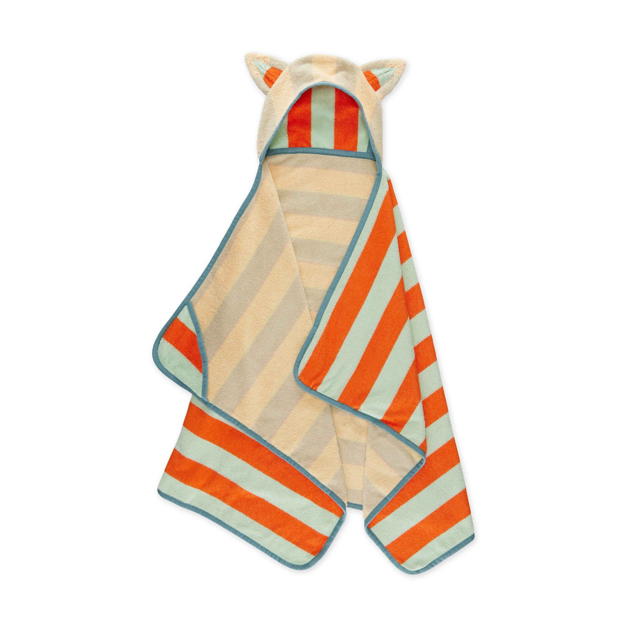 Dusen Dusen Kids Hooded Towel with Ears - Cotton Striped Bath Wrap