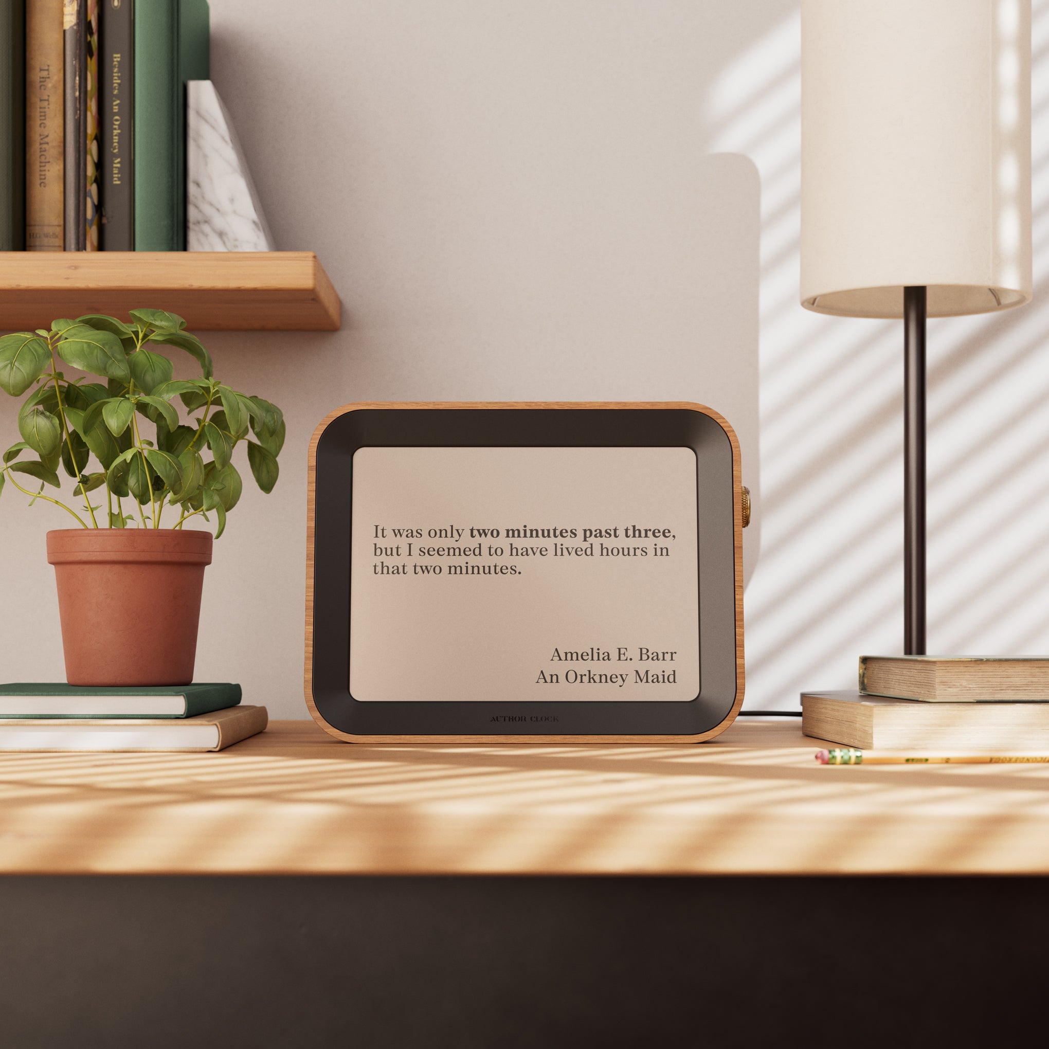 Author Clock with Inspirational Quotes - Large WiFi Rechargeable