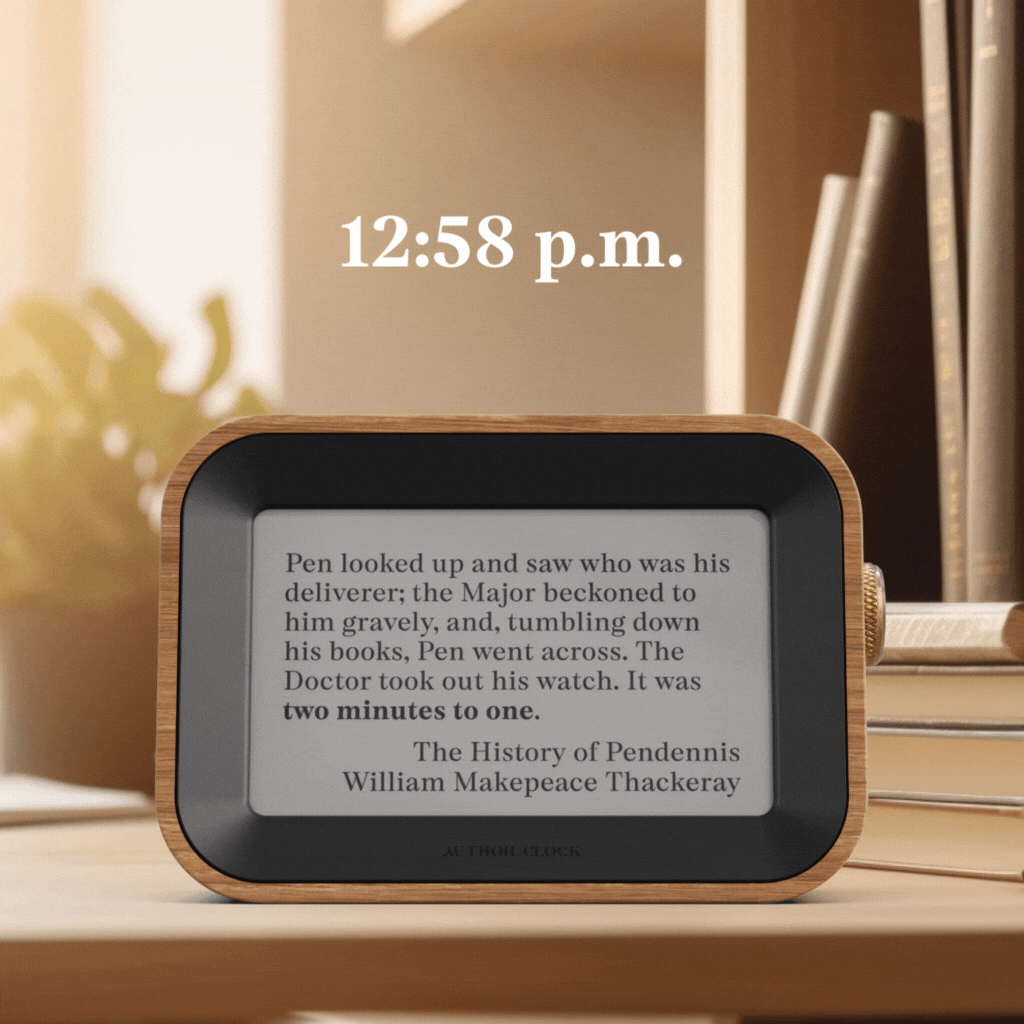 Author Clock with Inspirational Quotes - Large WiFi Rechargeable