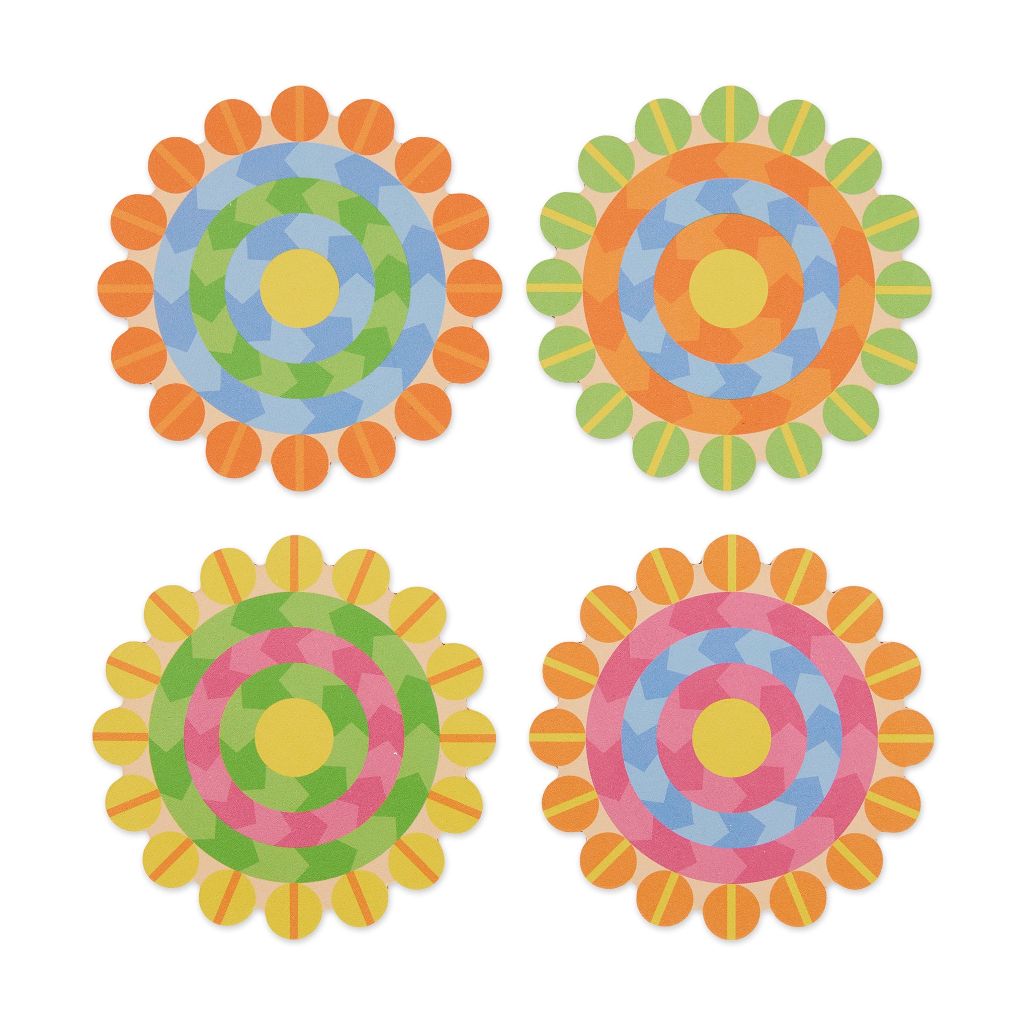 Yinka Ilori Recycled Leather Coasters - Set of 4 Colorful Blooms