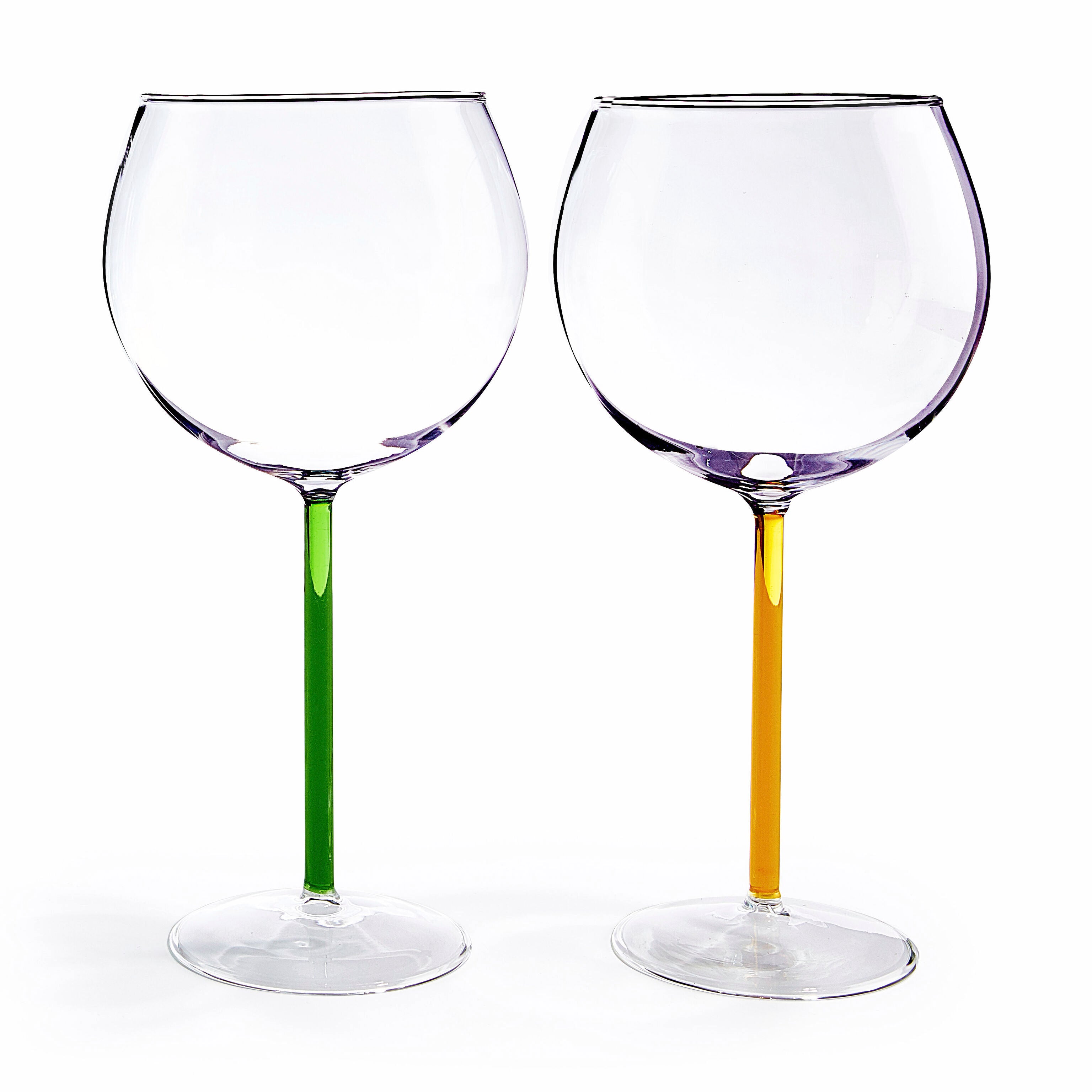 MoMA Handmade Red Wine Glasses Set of 2 - Colored Glass Stems