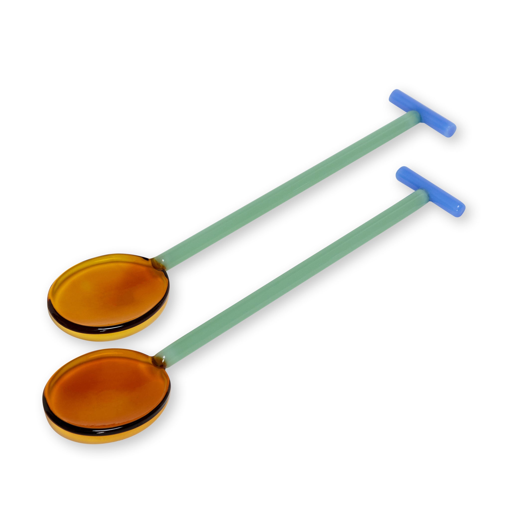 Lotte Knudsen Colorful Glass Salad Servers - Set of 2, Dishwasher-Safe