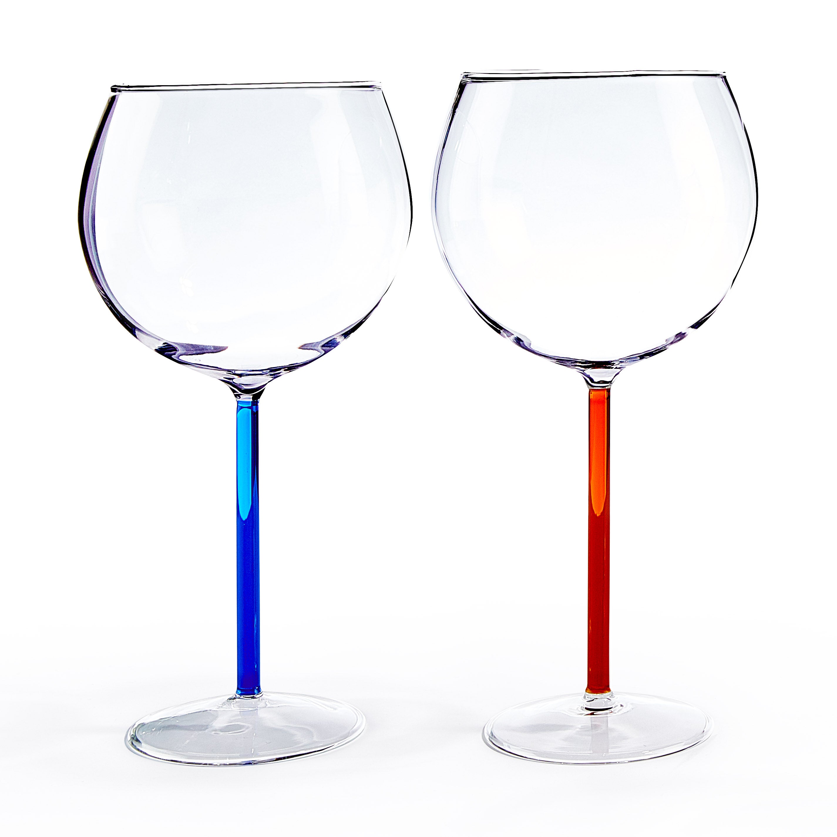 MoMA Handmade Color Accent Wine Glasses - Set of 2 - Red & Blue