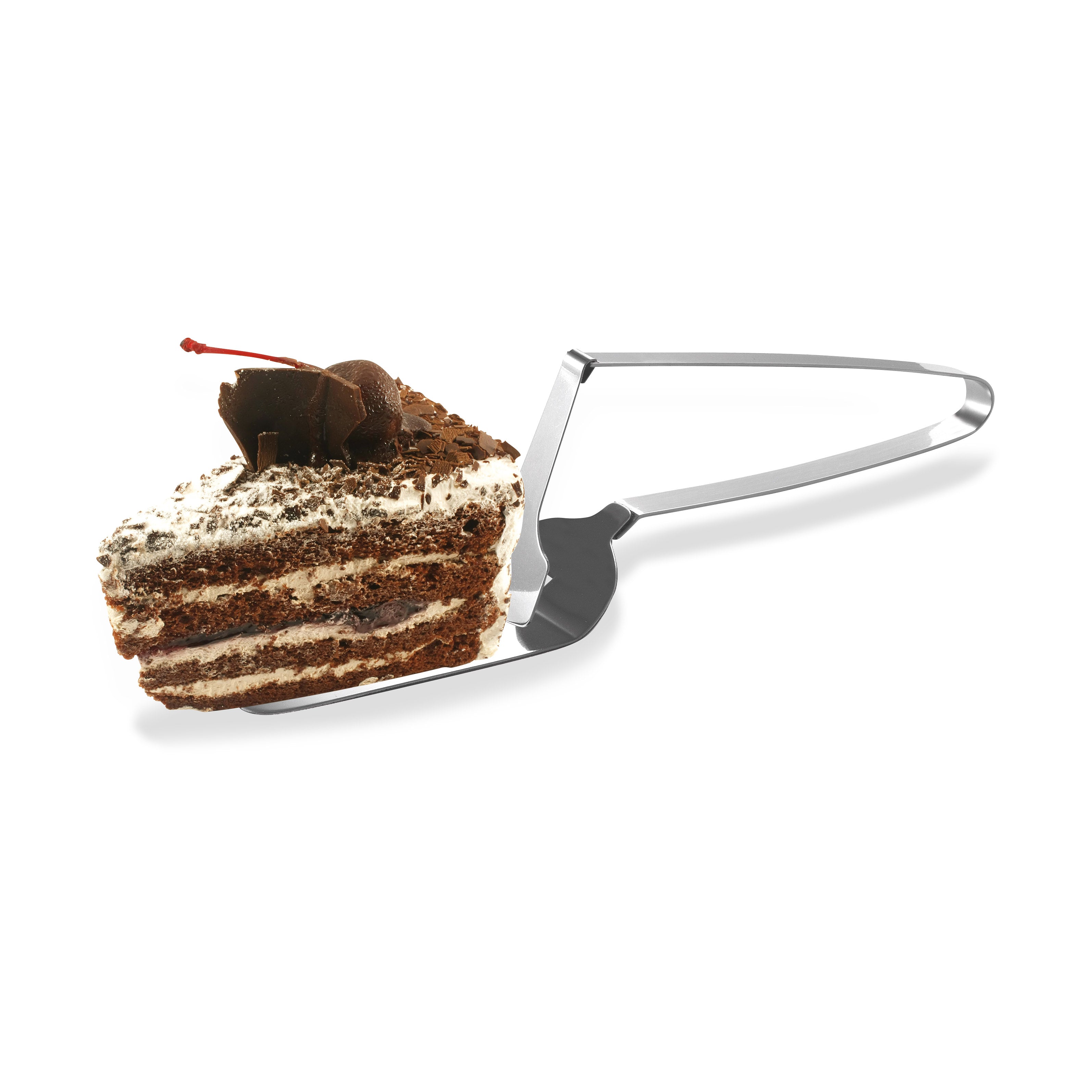 Italian Stainless Steel One-Handed Cake Server with Serrated Edge