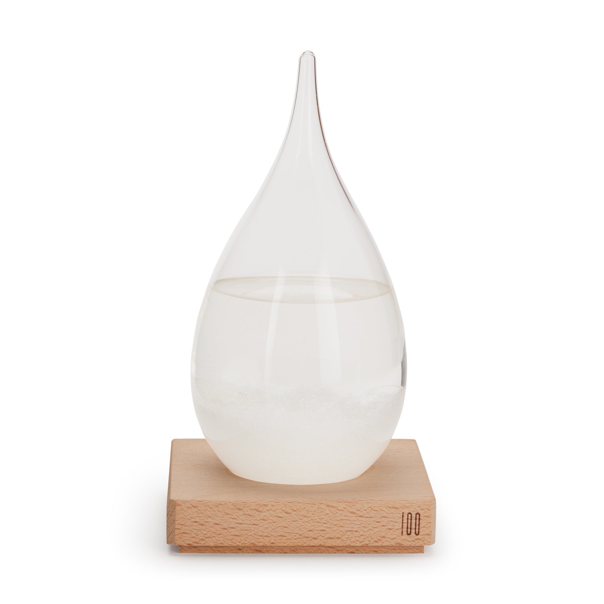 Tempo Drop Storm Glass Weather Forecaster with Walnut Base