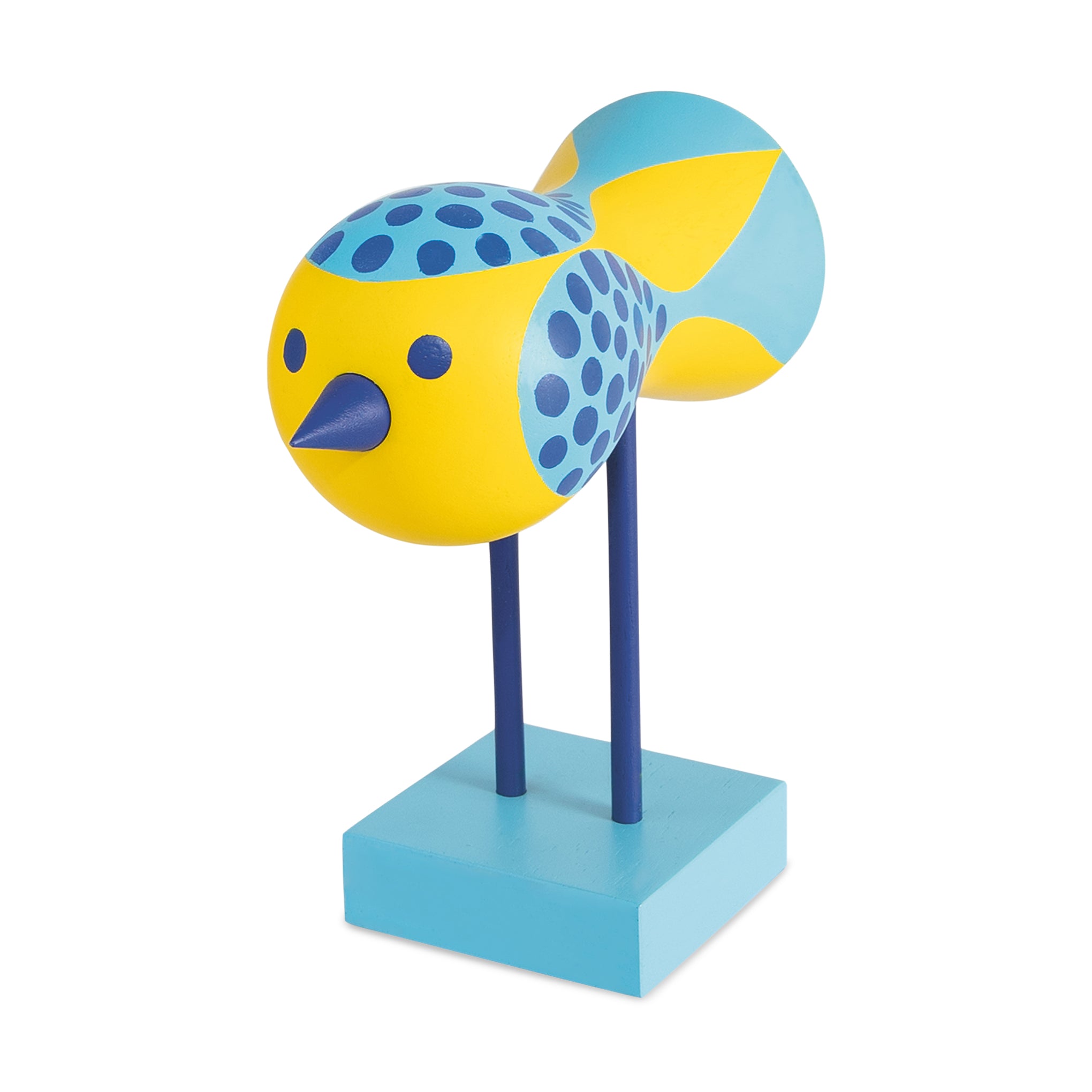 Lisa Larson Blue Wooden Bird Sculpture – Mid-Century Modern Decor