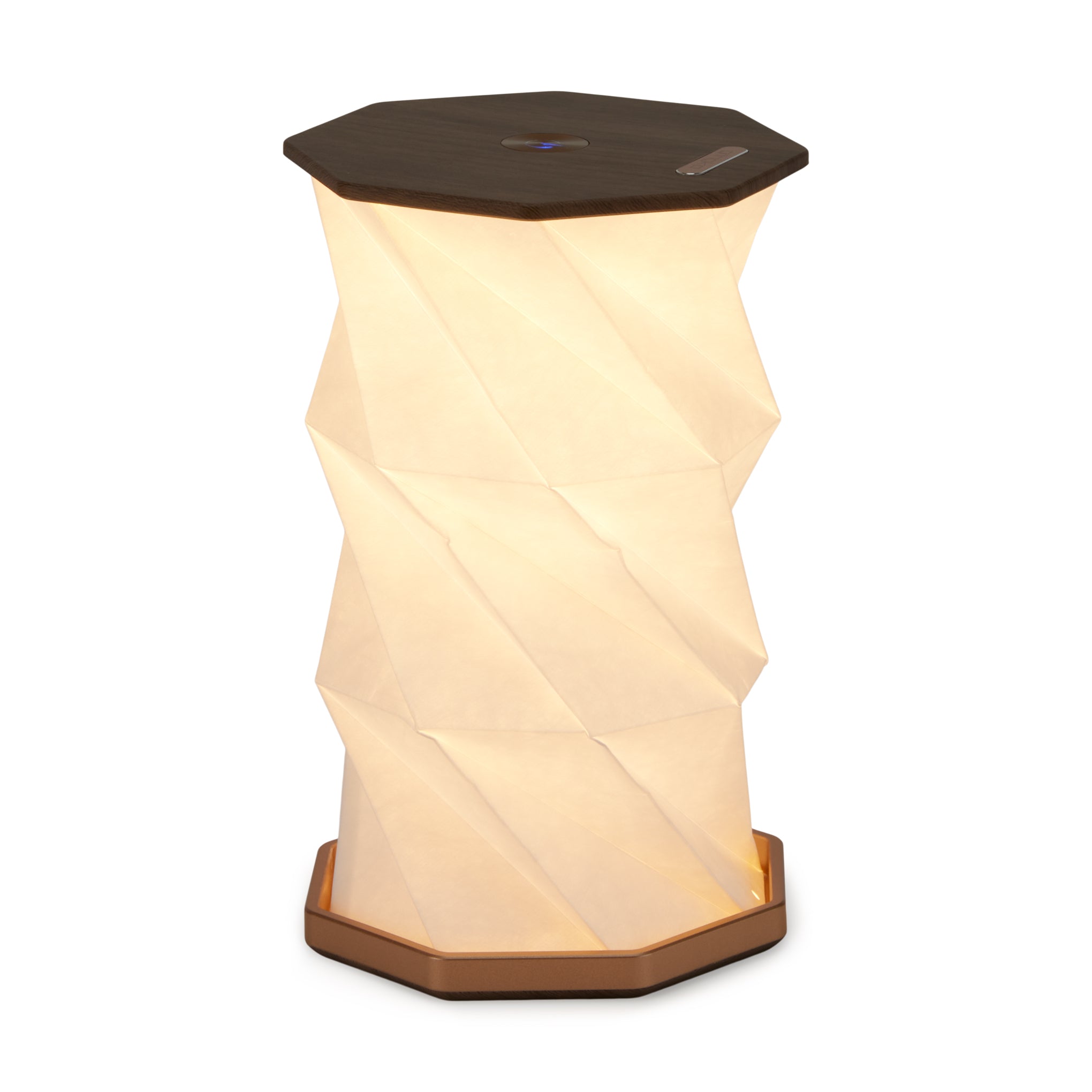 Rechargeable Hexagon Table Lamp with Tyvek Shade & Walnut Base