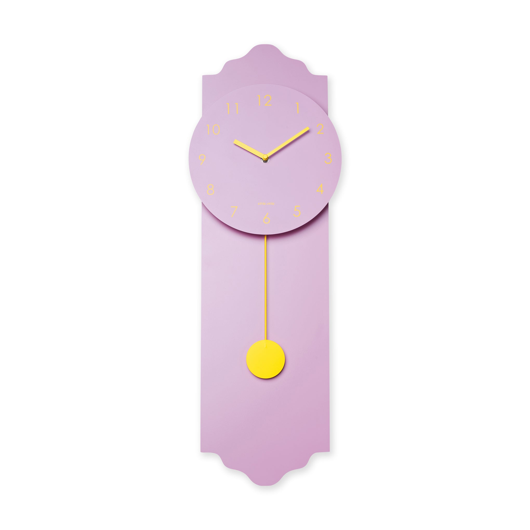 Modern Pendulum Wall Clock - Minimalist Pink & Yellow Design