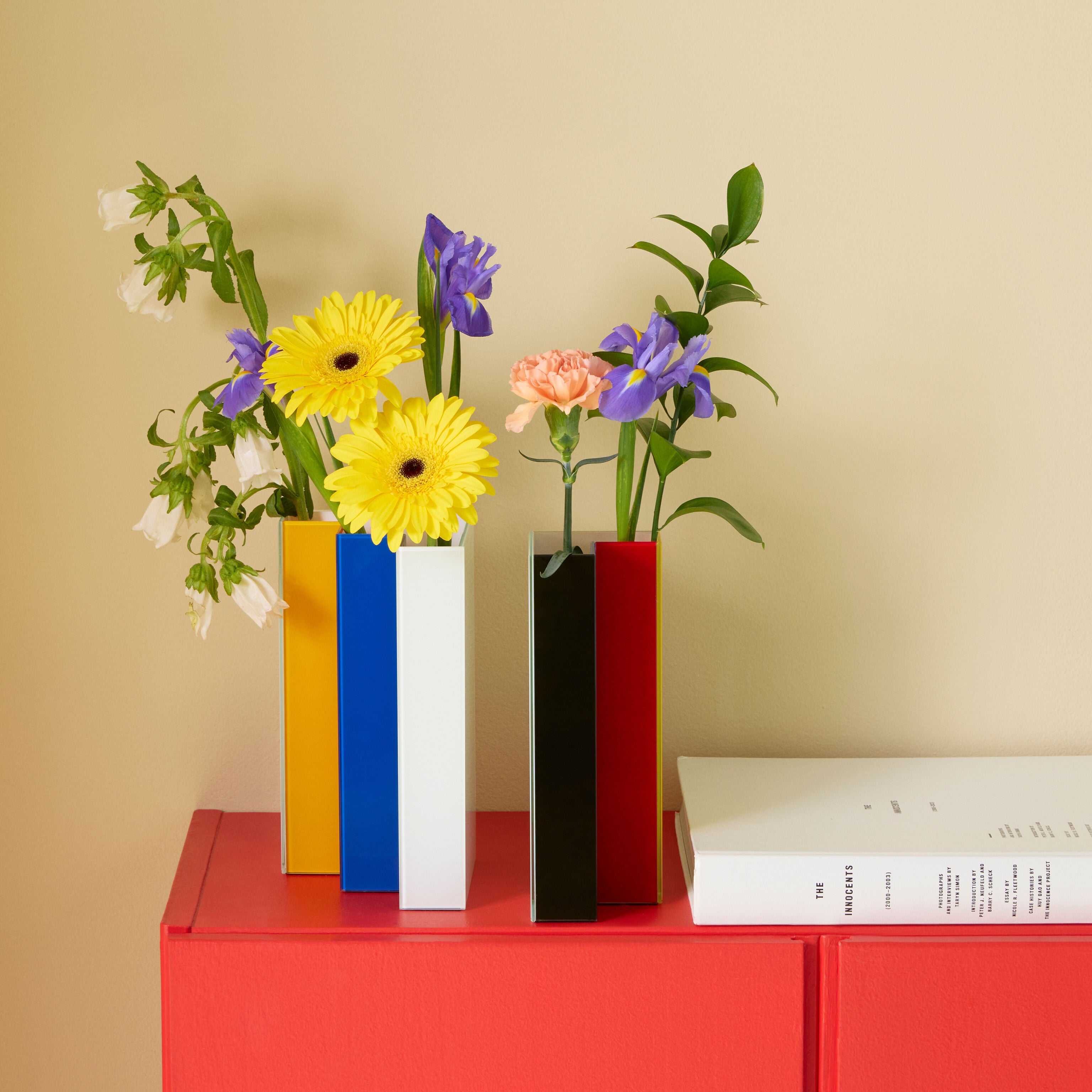 Handmade Colored Glass Line-Up Vase Set for Home Decor