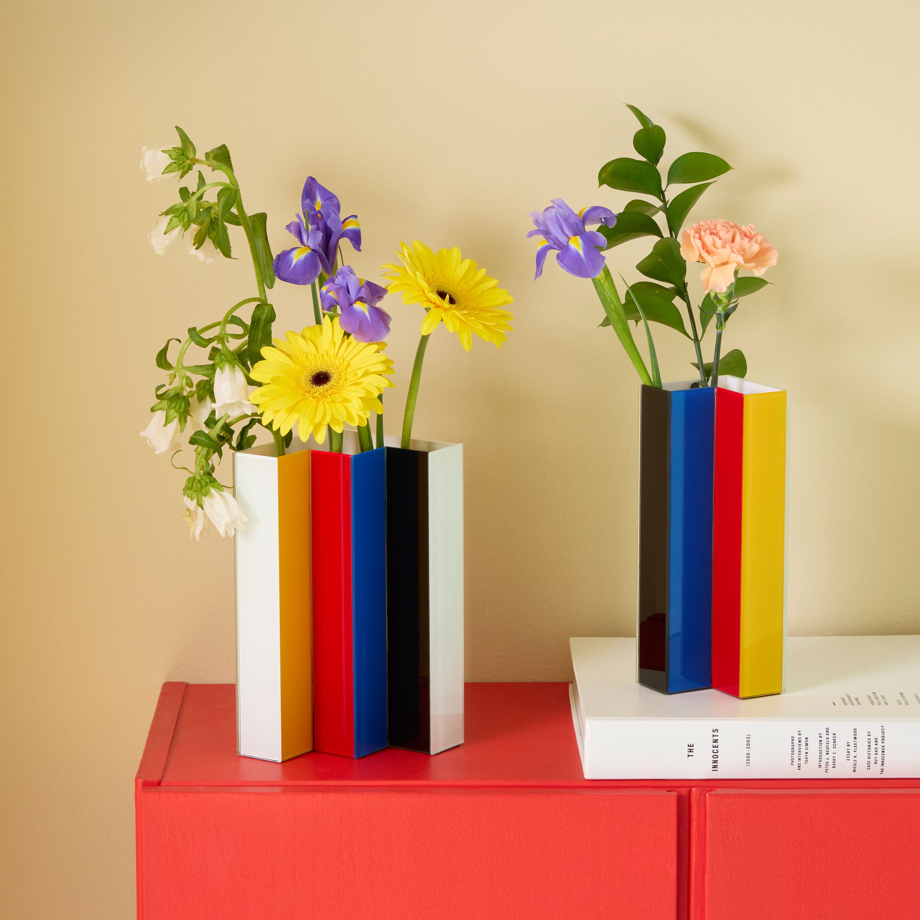 Handmade Colored Glass Line-Up Vase Set for Home Decor