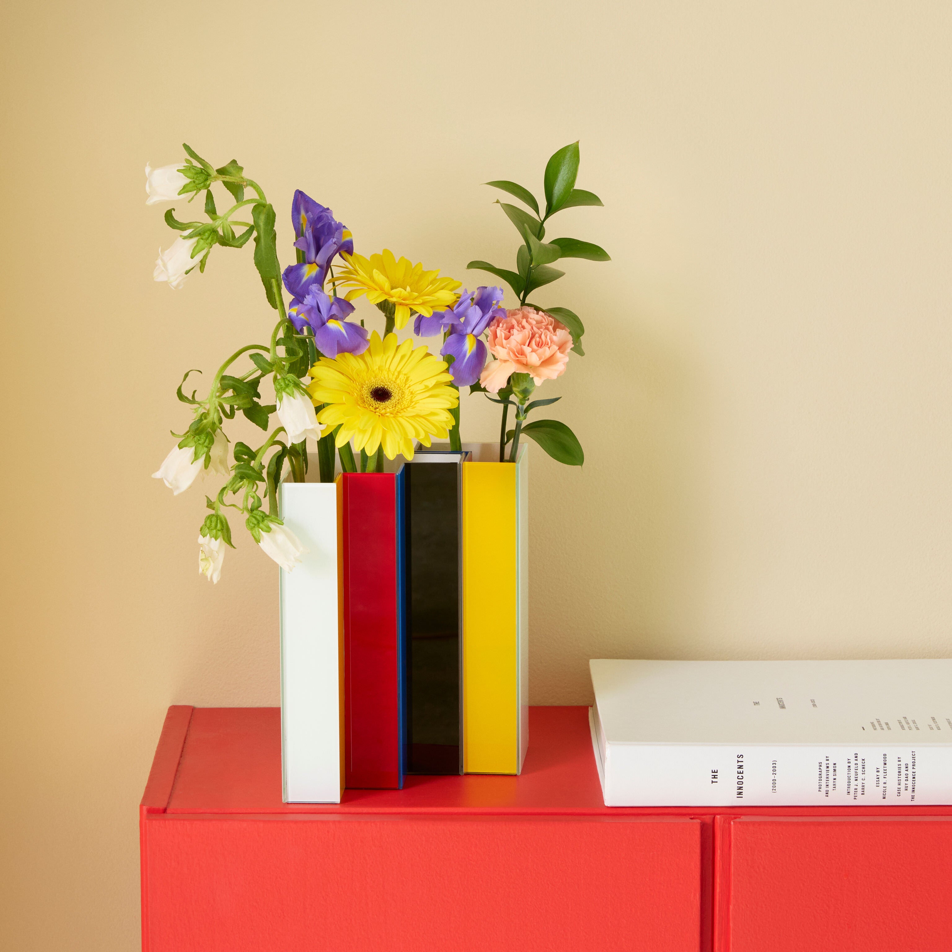 Handmade Colored Glass Line-Up Vase Set for Home Decor
