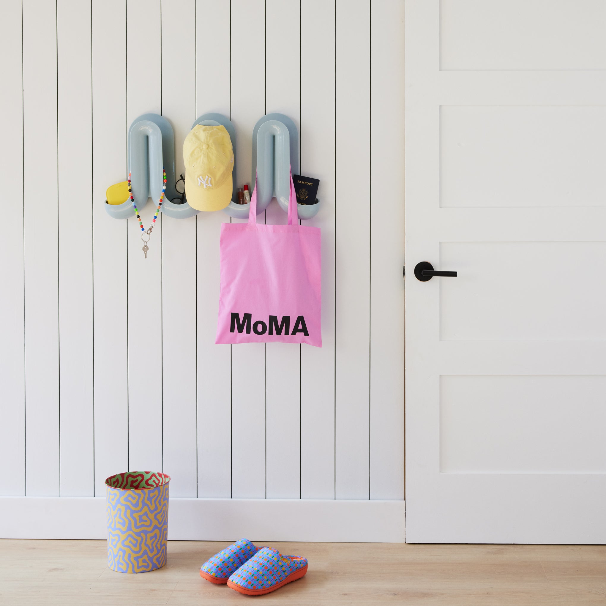 Modern Wall Coat Rack with Shelf - Swell Organizer in Red