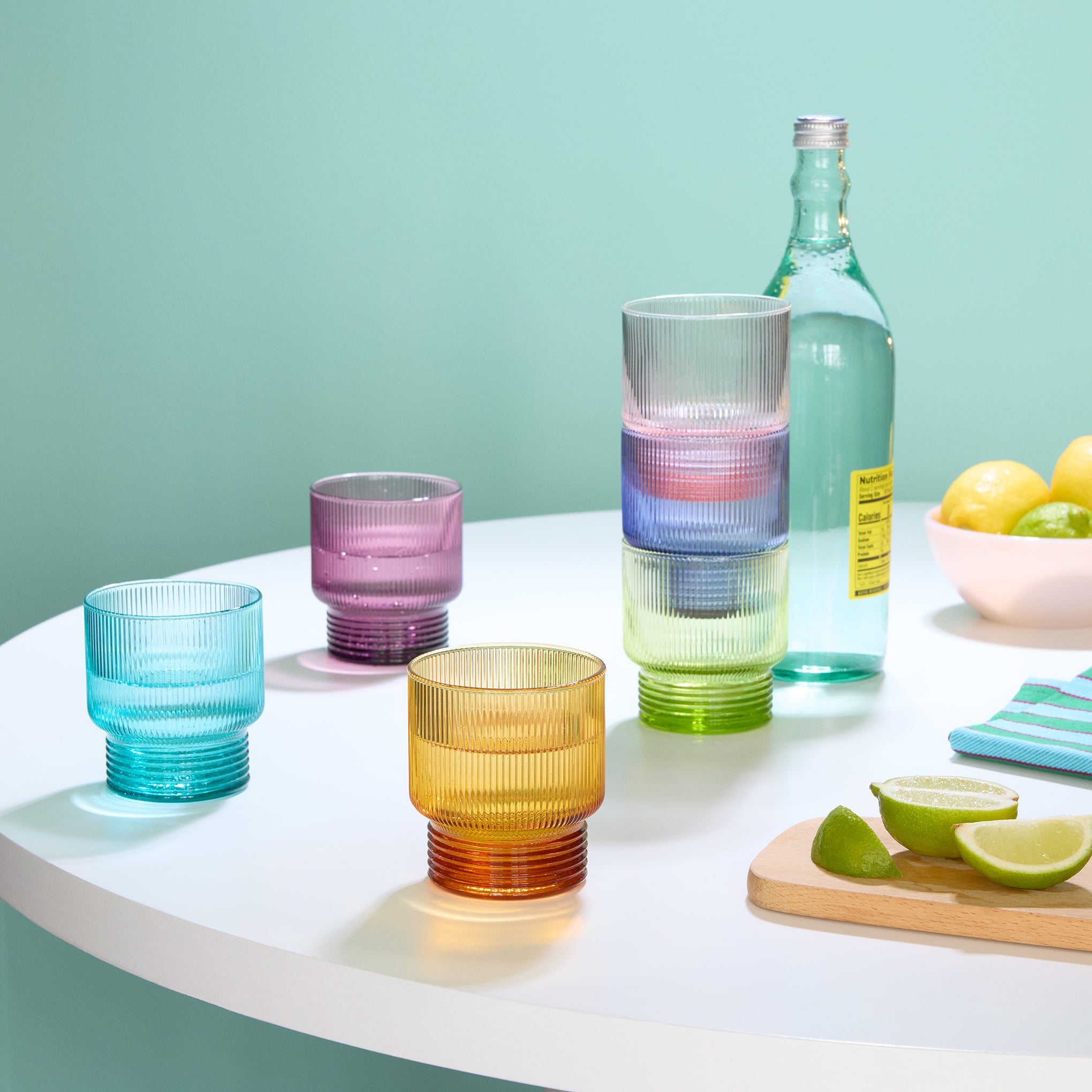 Todo Modo Stackable Glass Tumblers - Set of 6 Italian Mouth-Blown