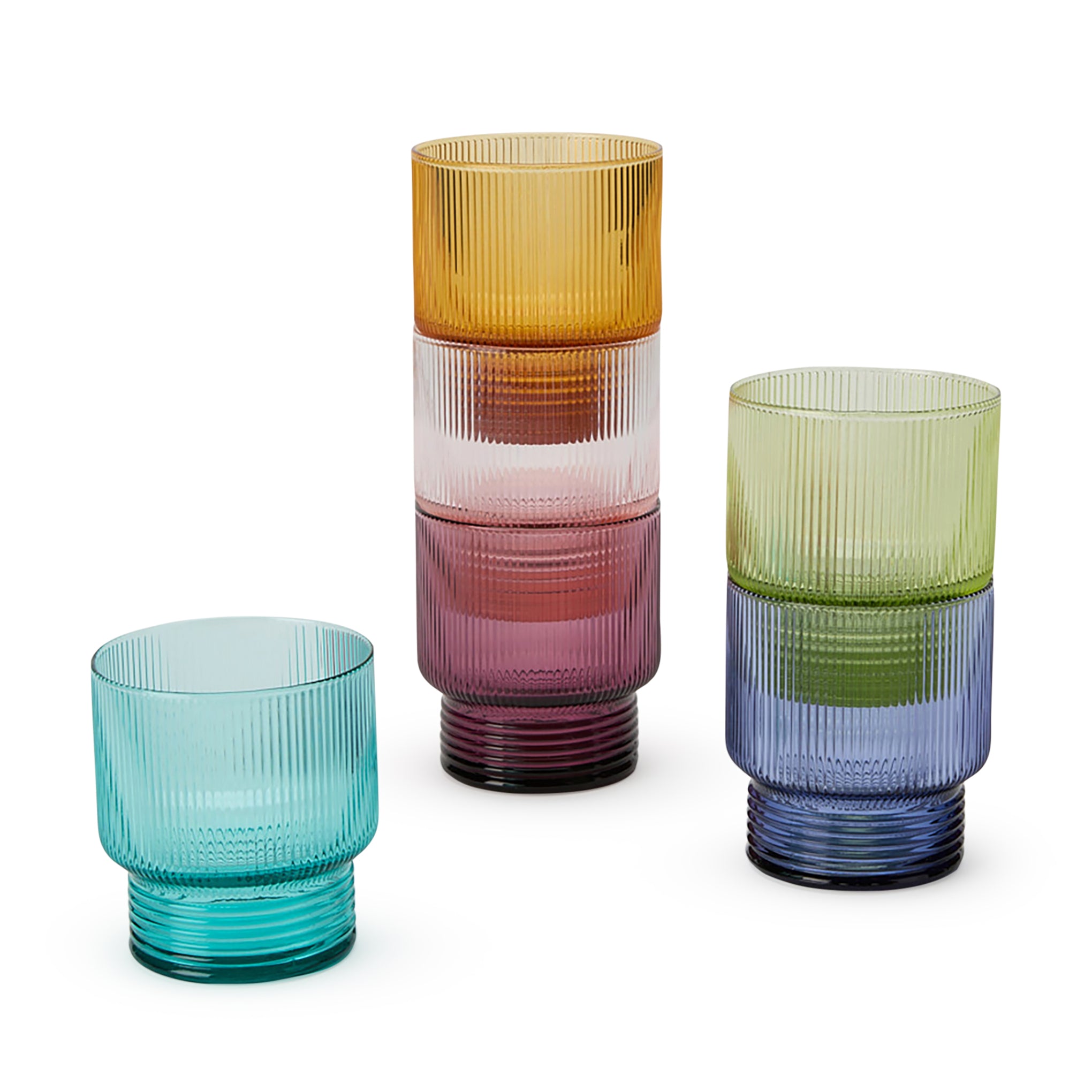 Todo Modo Stackable Glass Tumblers - Set of 6 Italian Mouth-Blown