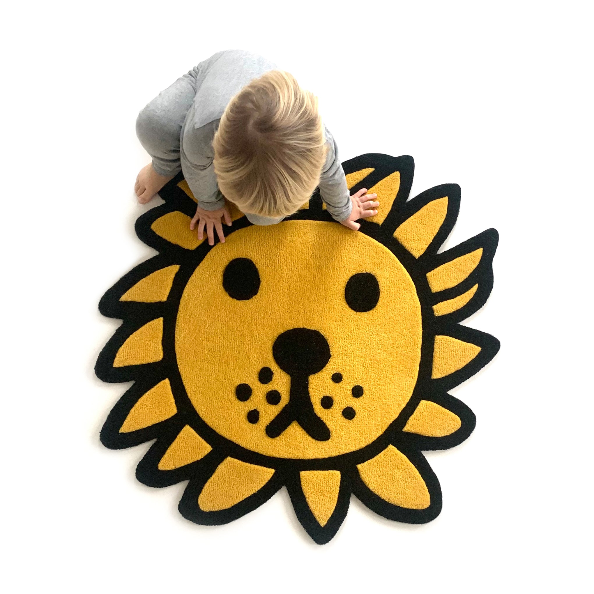 Miffy & Friends Kids Wool Rug - Hand-Tufted Yellow Lion Design