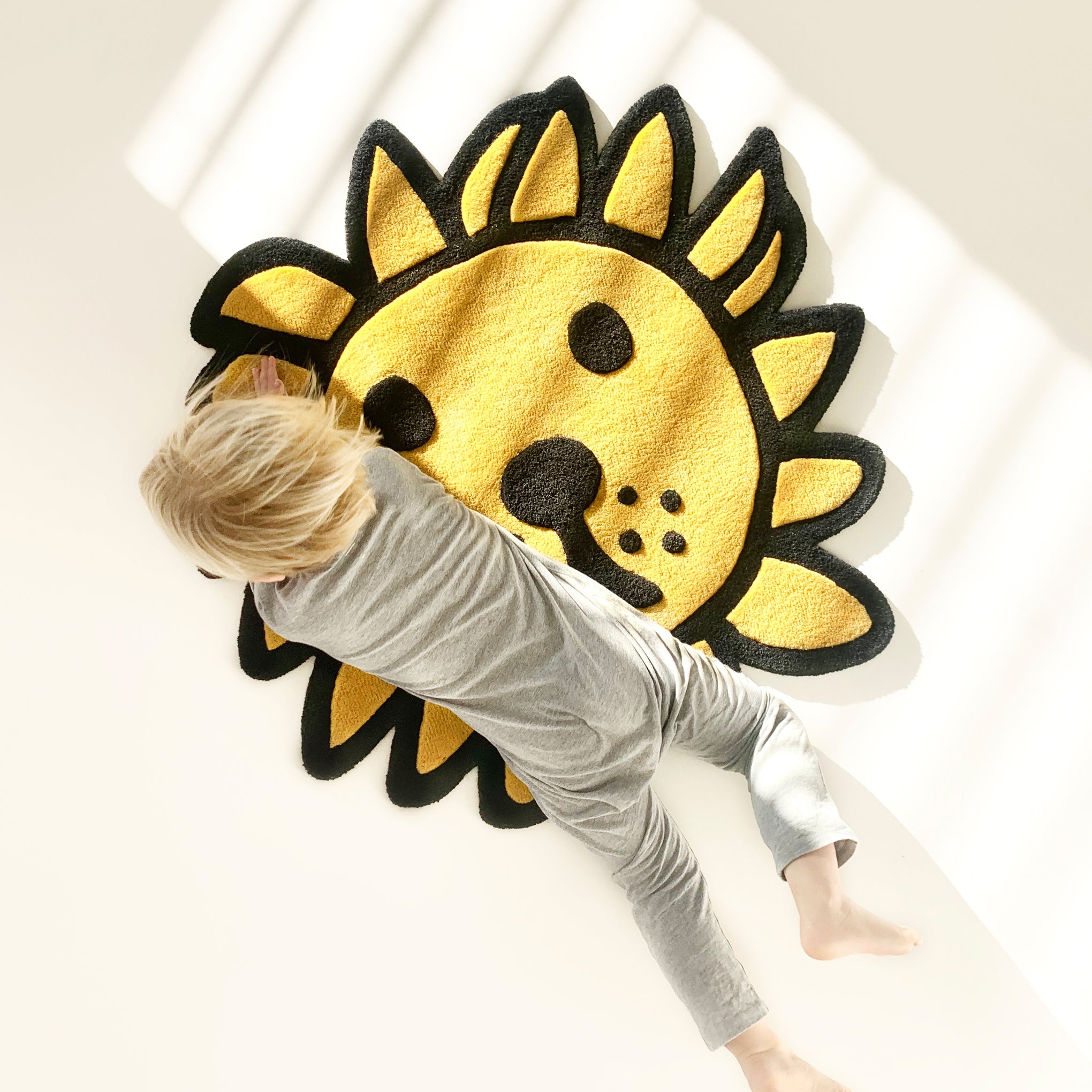 Miffy & Friends Kids Wool Rug - Hand-Tufted Yellow Lion Design