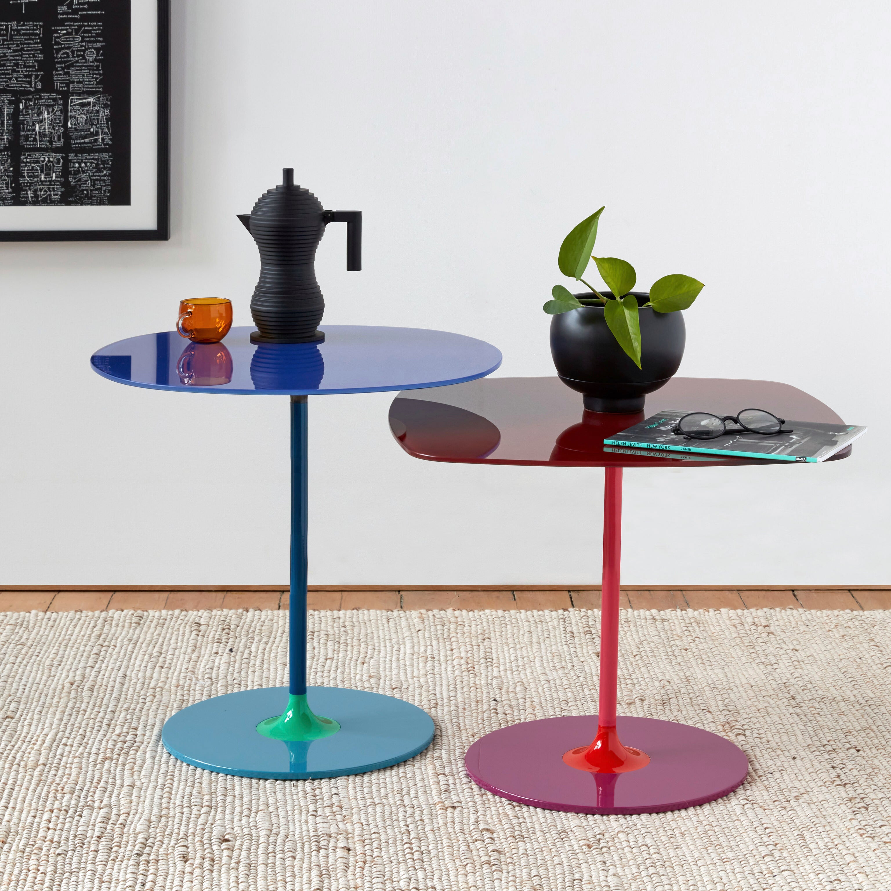 Kartell Thierry Bordeaux Red Glass Top Side Table
