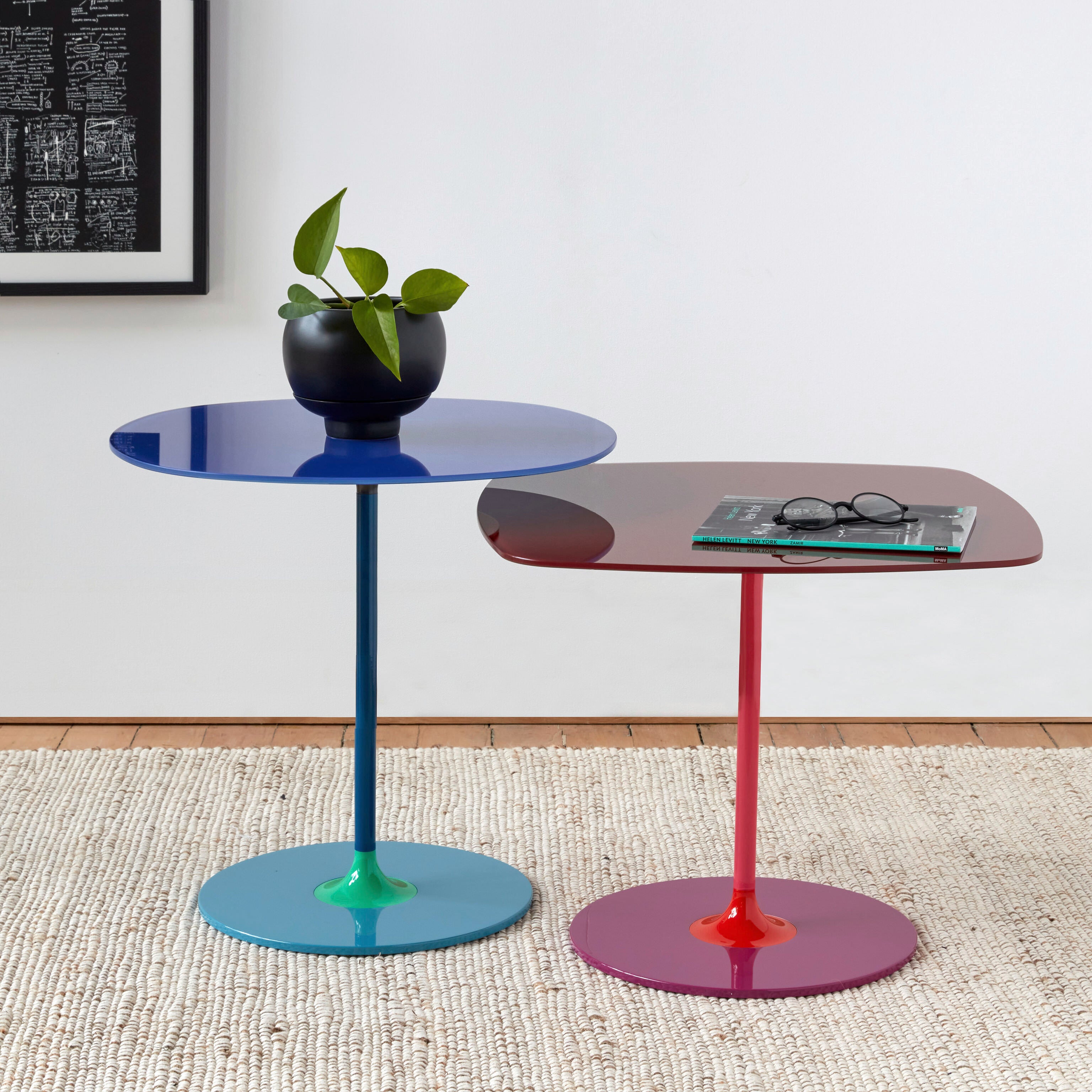 Kartell Thierry Bordeaux Red Glass Top Side Table