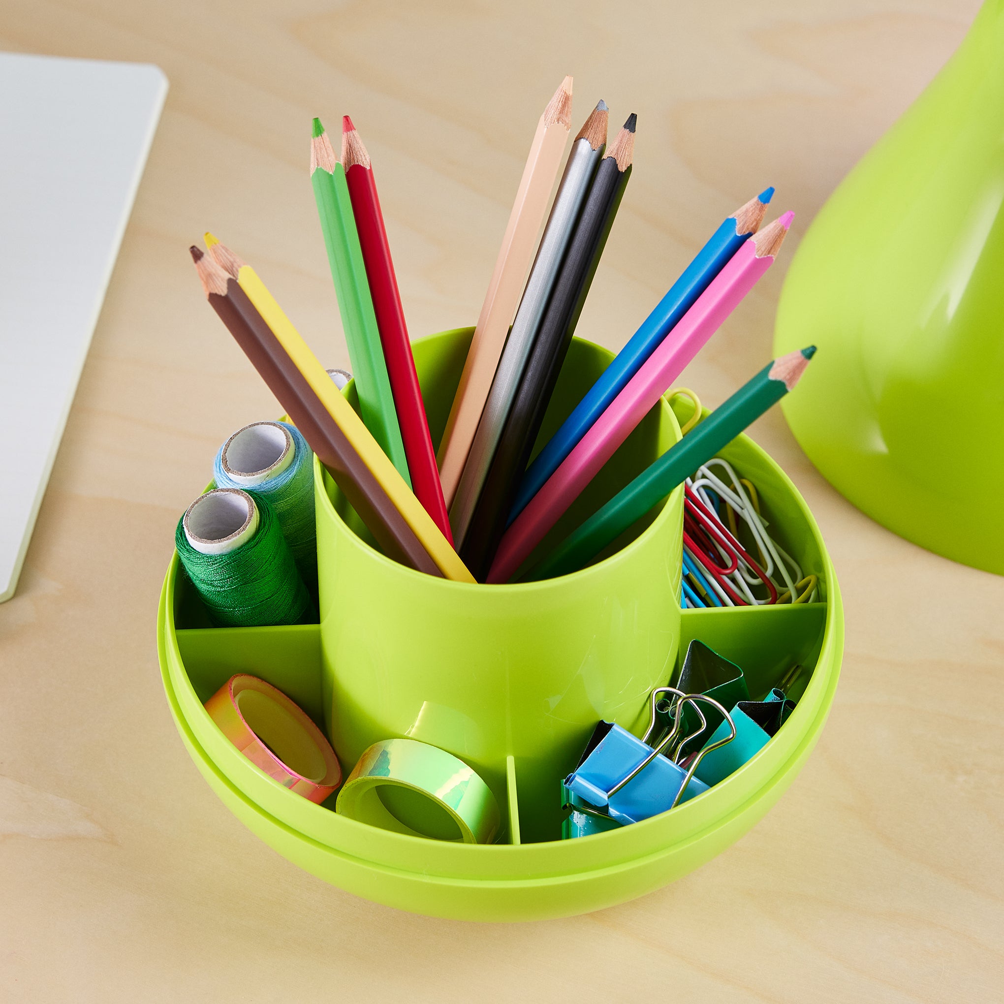 Pear Pod Green Desktop Organizer & Snack Holder – Multifunctional ABS & Rubber Storage