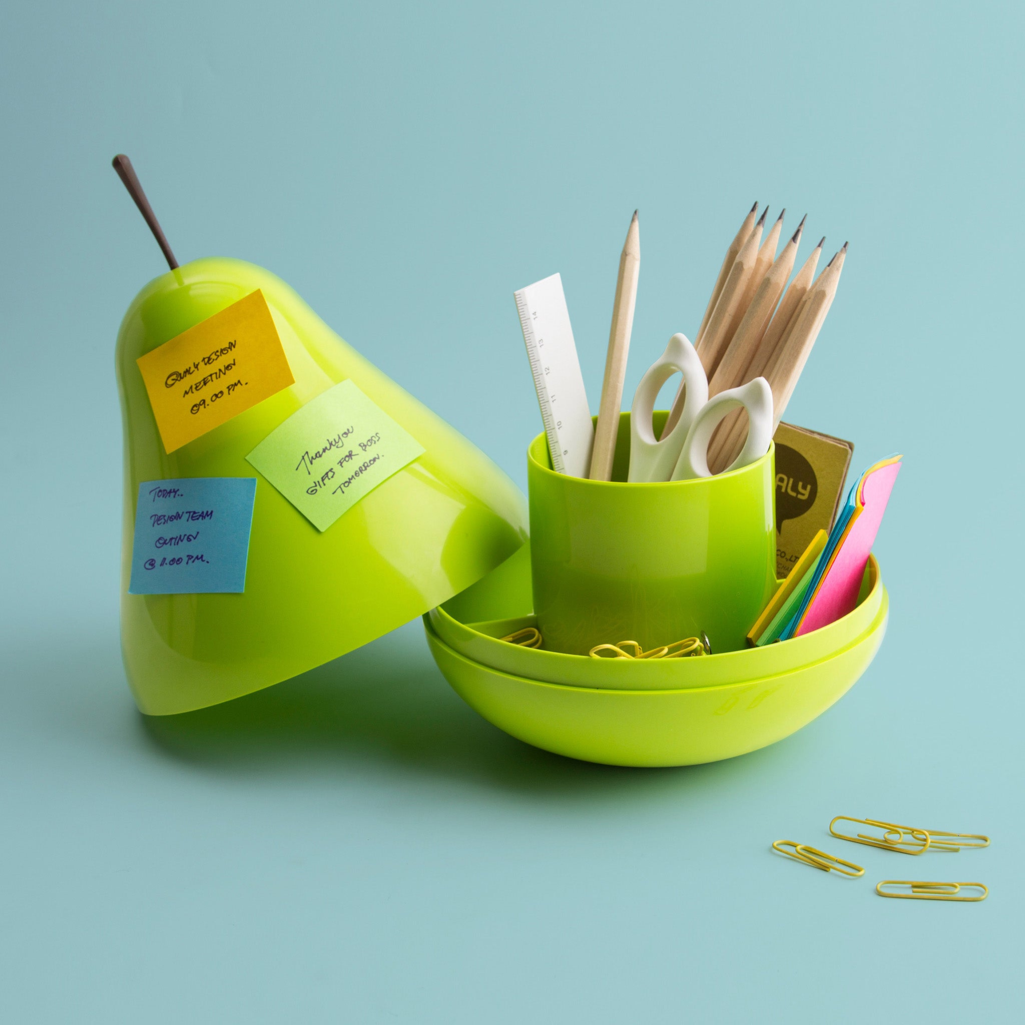 Pear Pod Green Desktop Organizer & Snack Holder – Multifunctional ABS & Rubber Storage
