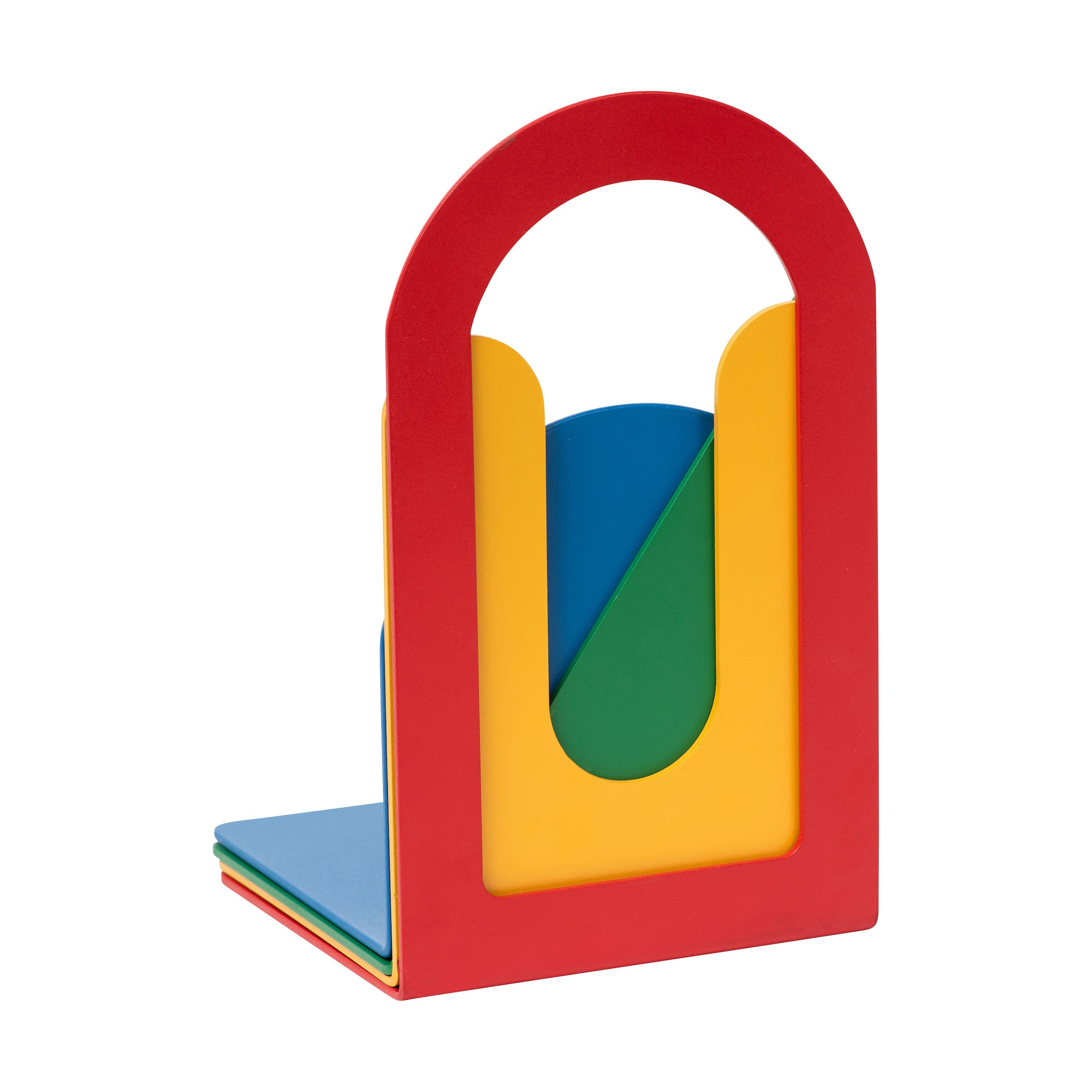Modern Fenestra Bookends - Set of 4 Colorful Steel Shelf Organizers