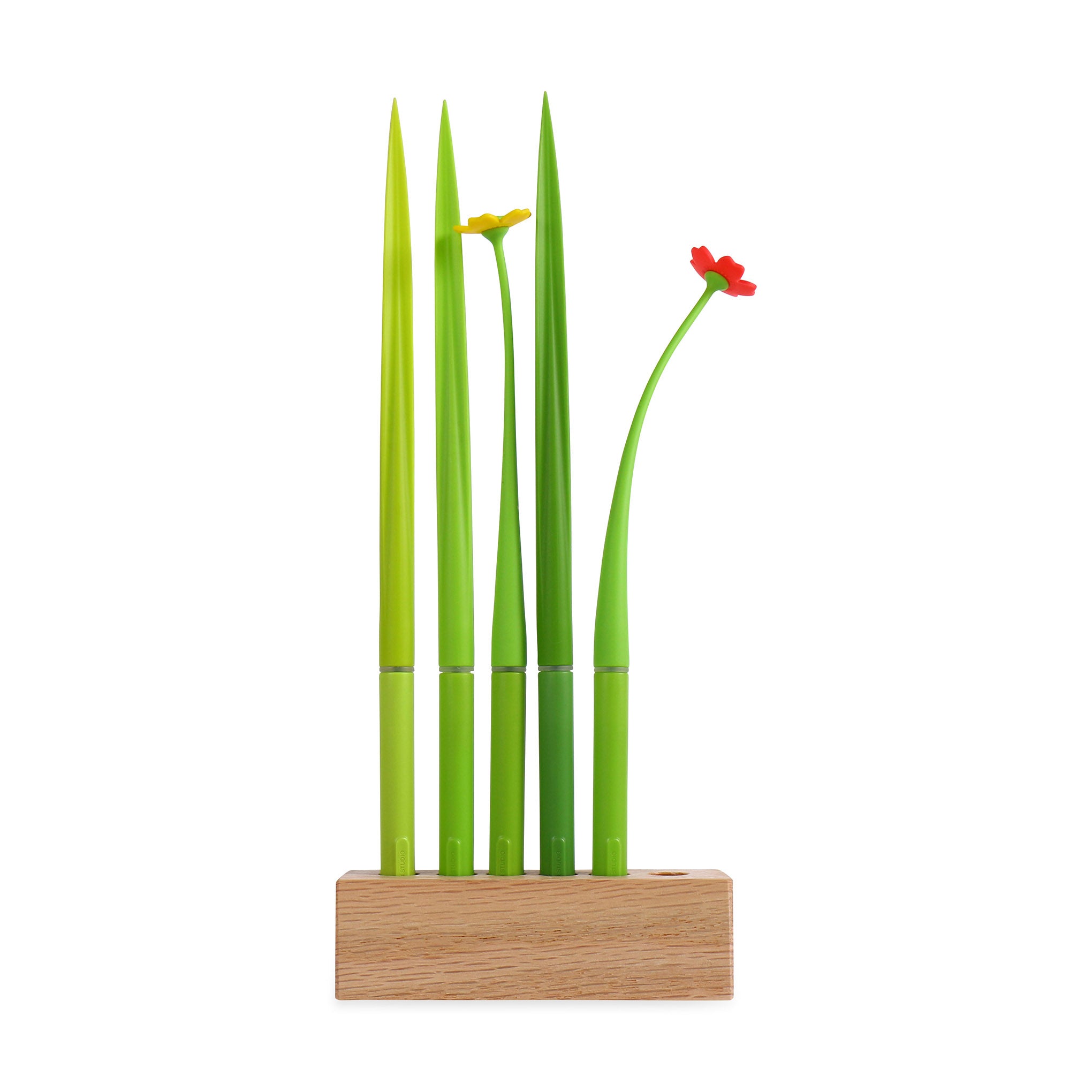 Magnetic Flower Pen Set - Handmade Oak Wood Desktop Garden