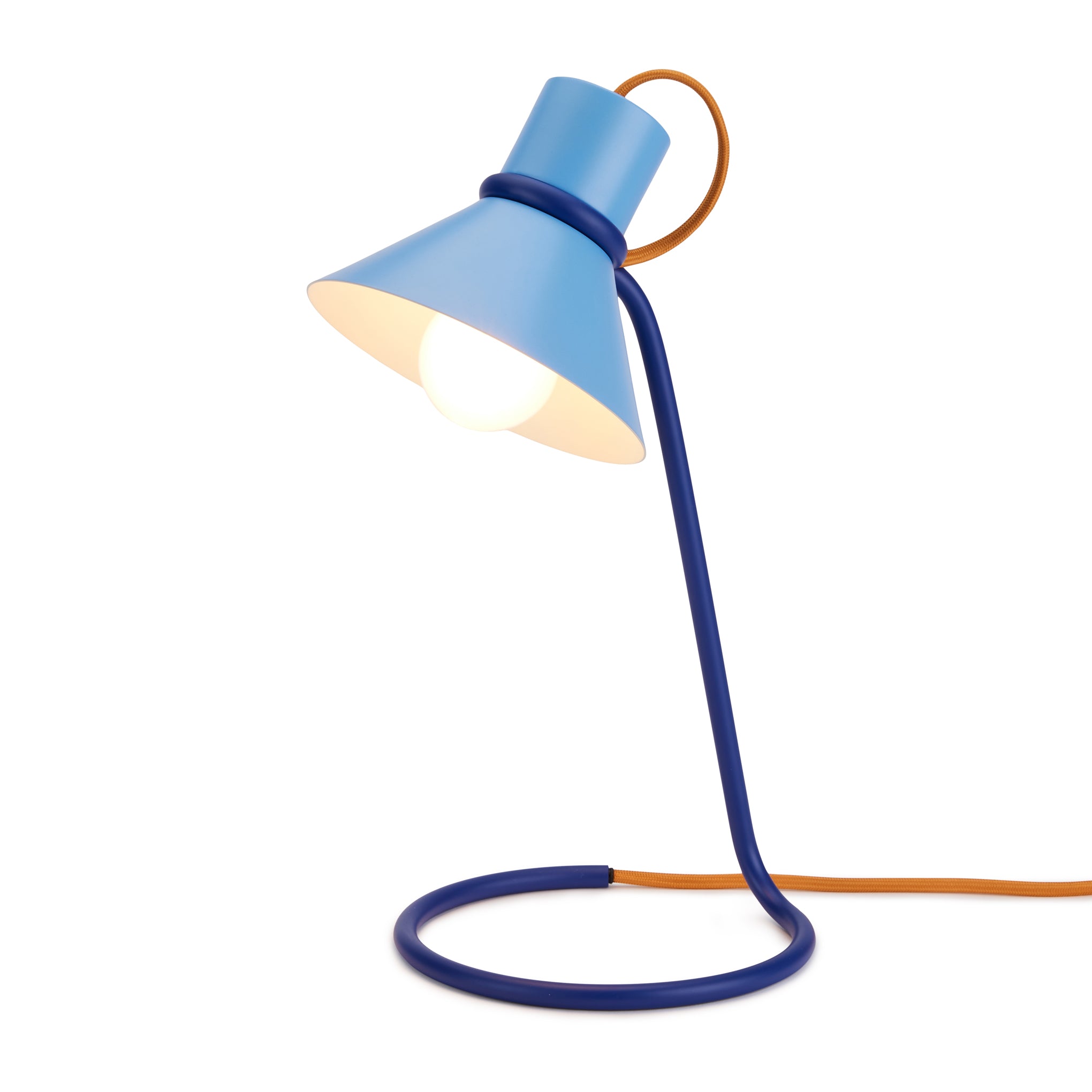 Loop de Loop Blue Table Lamp - Modern Desk Light with Fabric Cord
