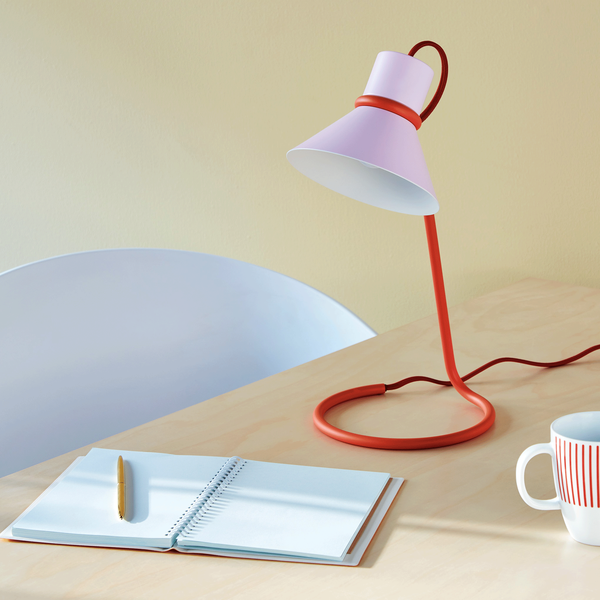 Loop de Loop Table Lamp - Pink & Orange Modern Desk Light