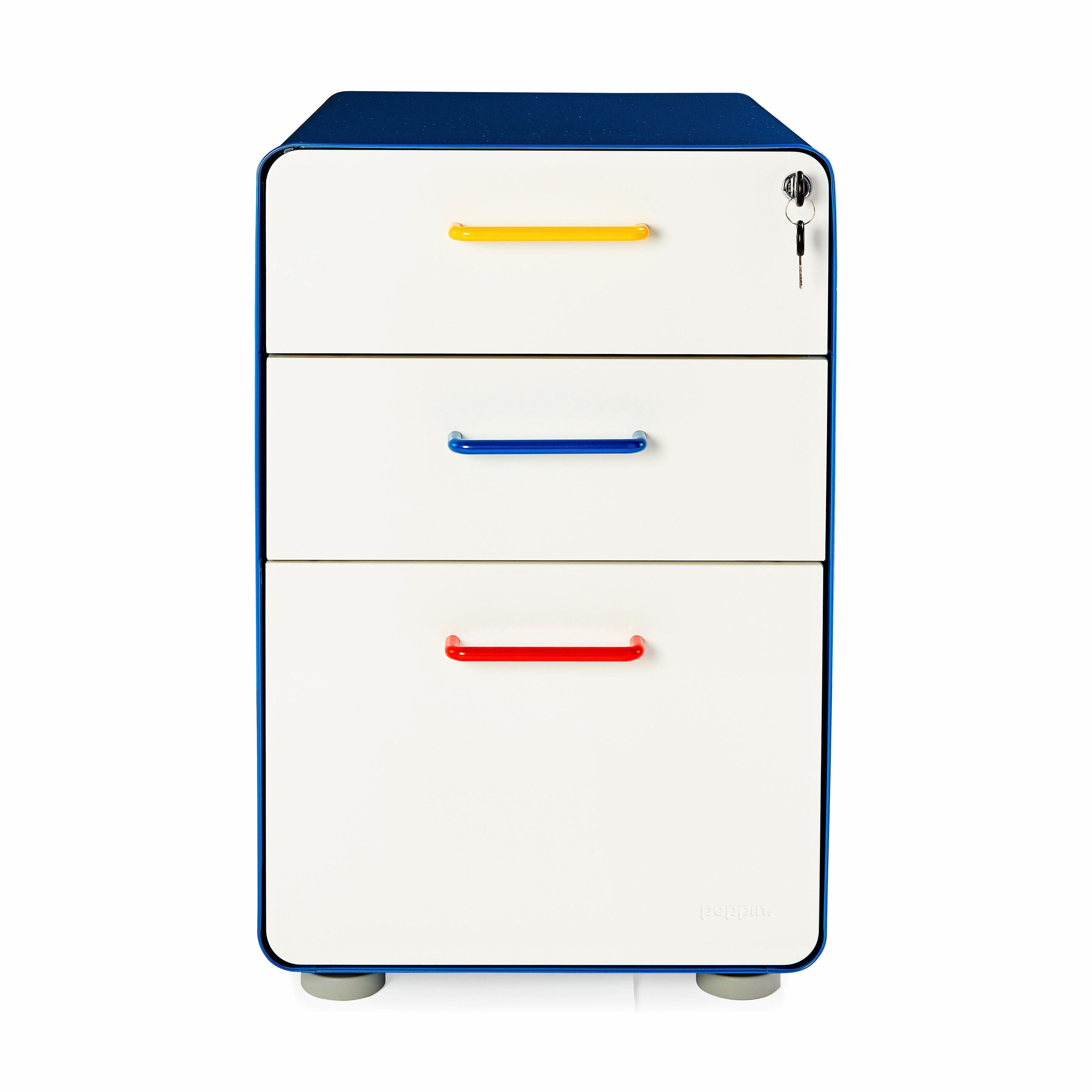 Poppin Stow 3-Drawer File Cabinet - Steel Office Storage in Red, Blue, Yellow