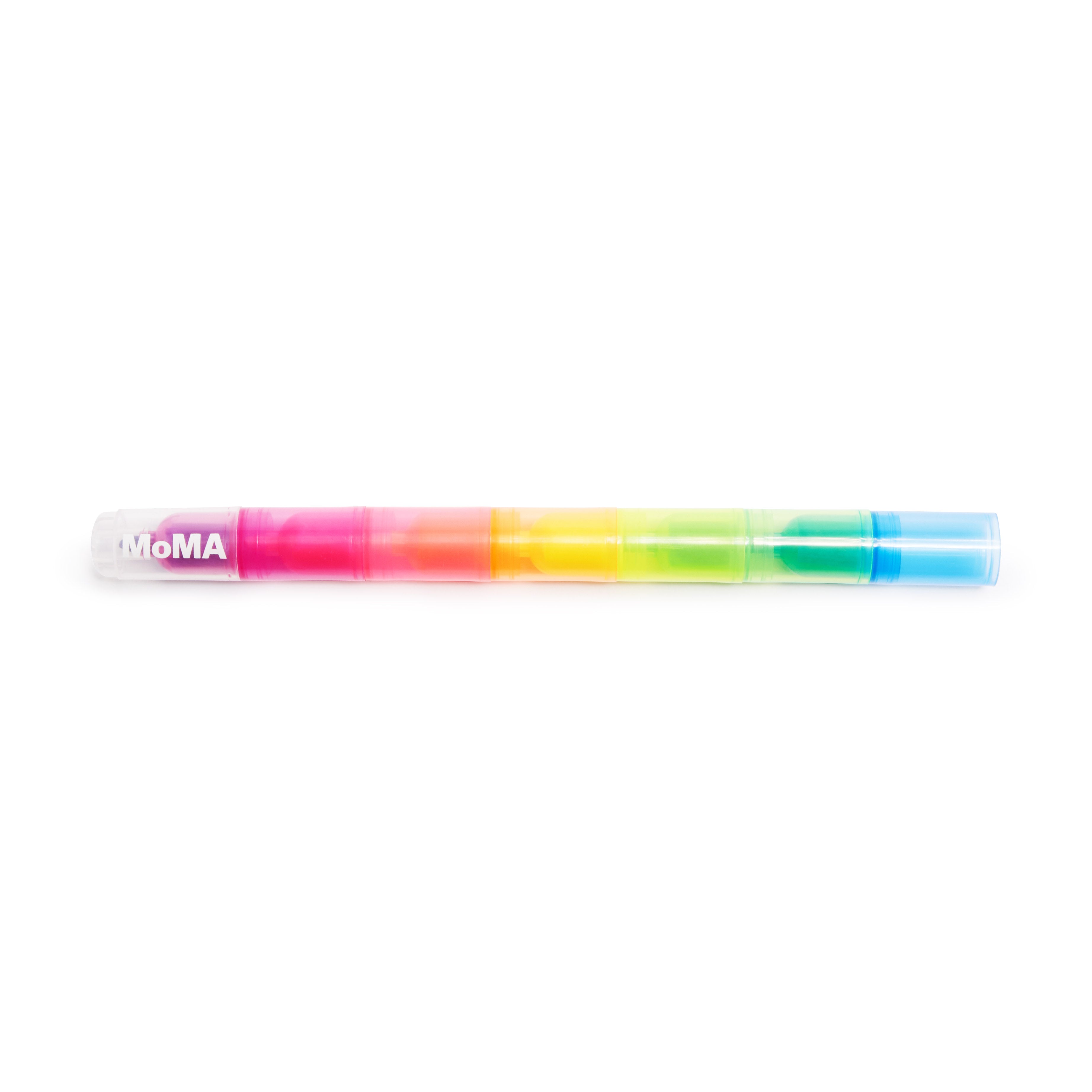 Rainbow Stackable Highlighter Markers - Set of 7 for Kids