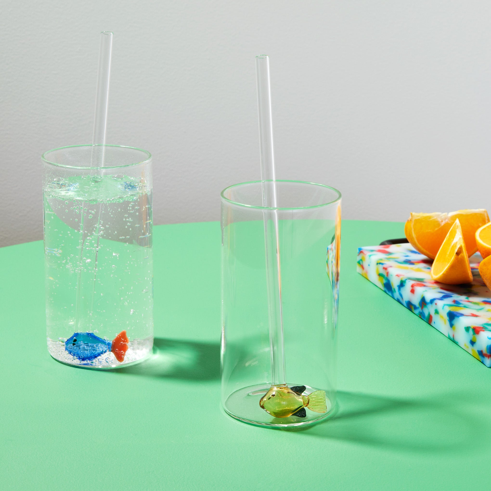 Reusable Glass Fish Straws - Handmade Borosilicate Set of 2