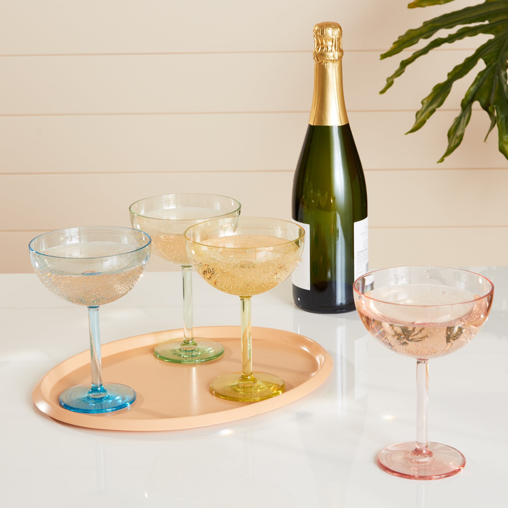 Bodum Kvartett Champagne Glasses - Set of 4 Colorful Outdoor Coupes