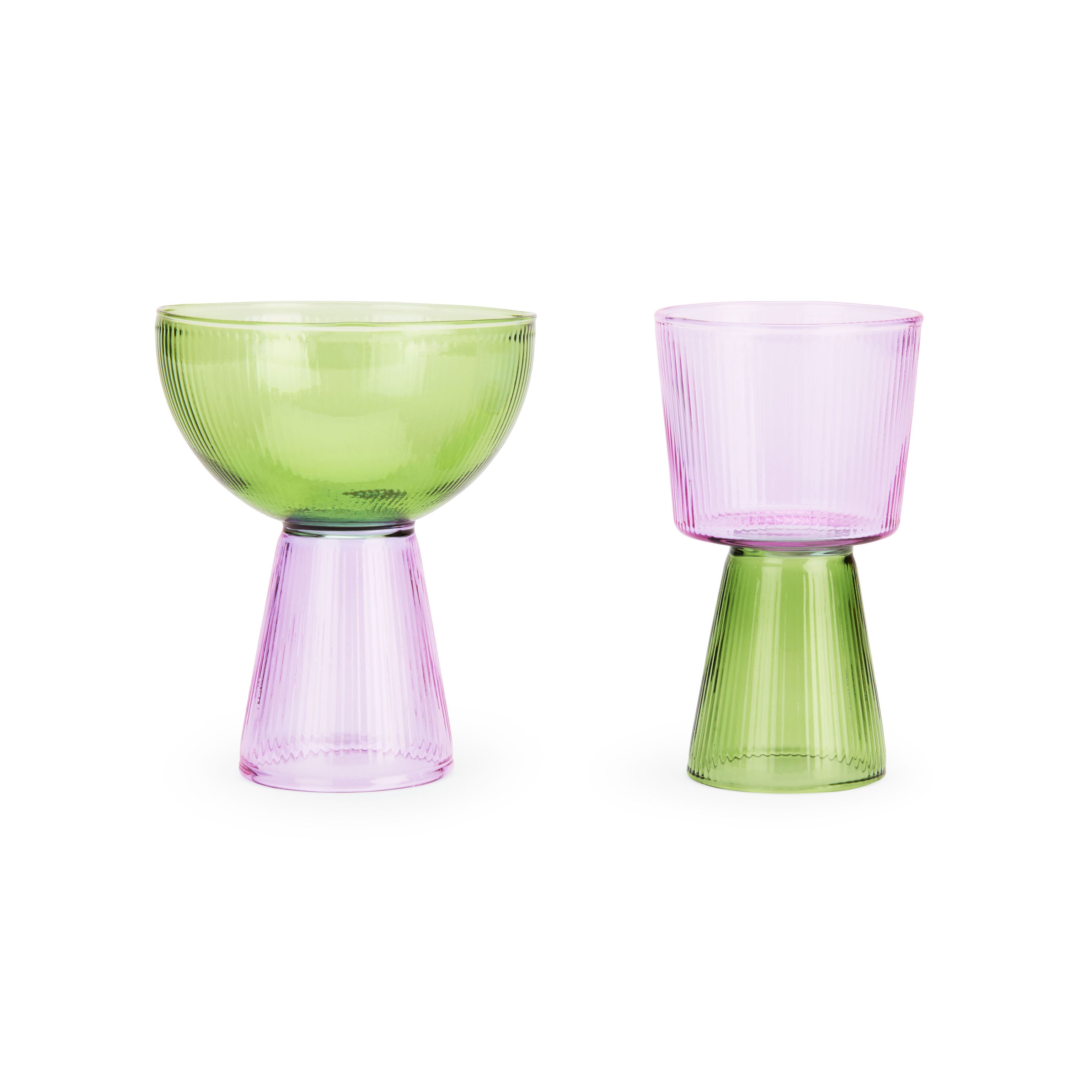 Yinka Ilori Oorun Didun Glass Cups Set - Green & Purple