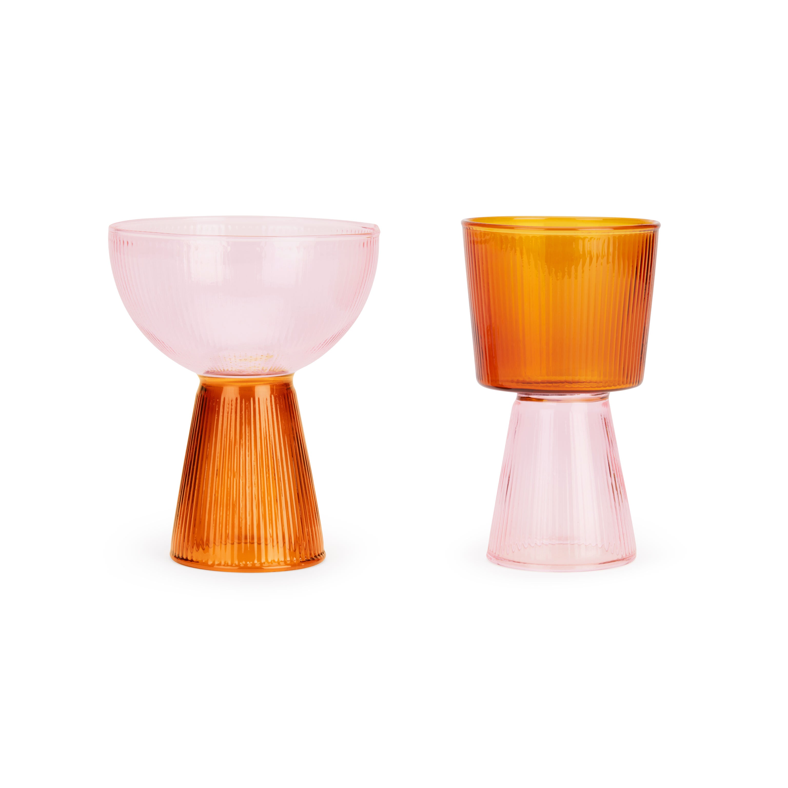 Yinka Ilori Oorun Didun Glass Cups - Pink & Amber Set of 2