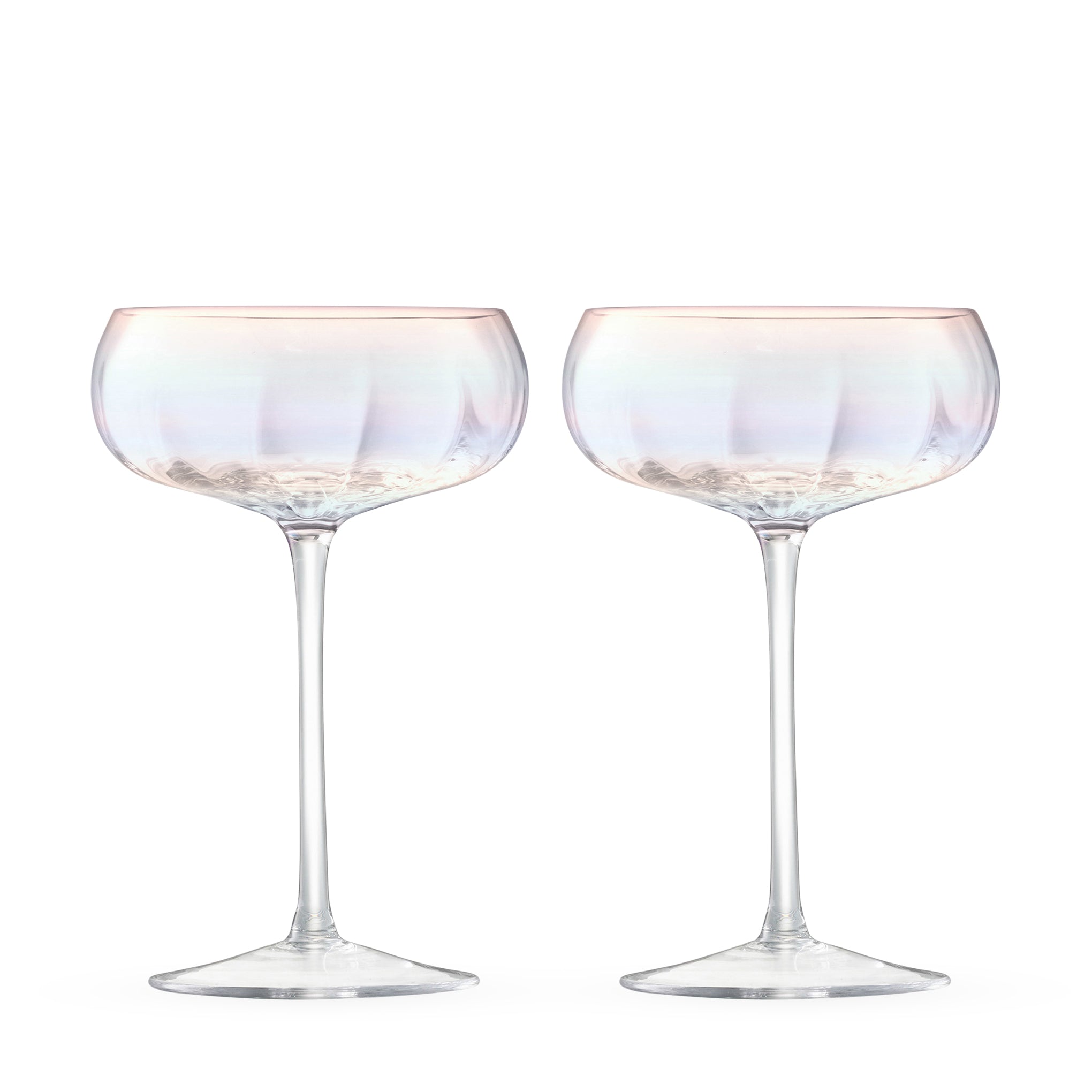 Pearl Glass Coupe Set of 2 - Handcrafted Iridescent Drinkware