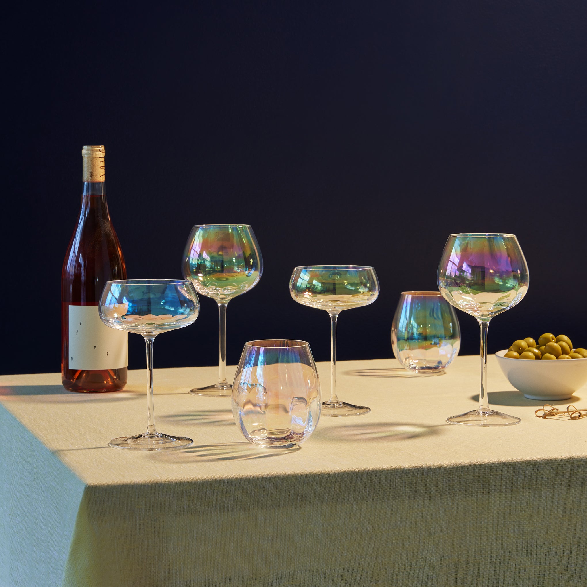 Pearl Glass Coupe Set of 2 - Handcrafted Iridescent Drinkware