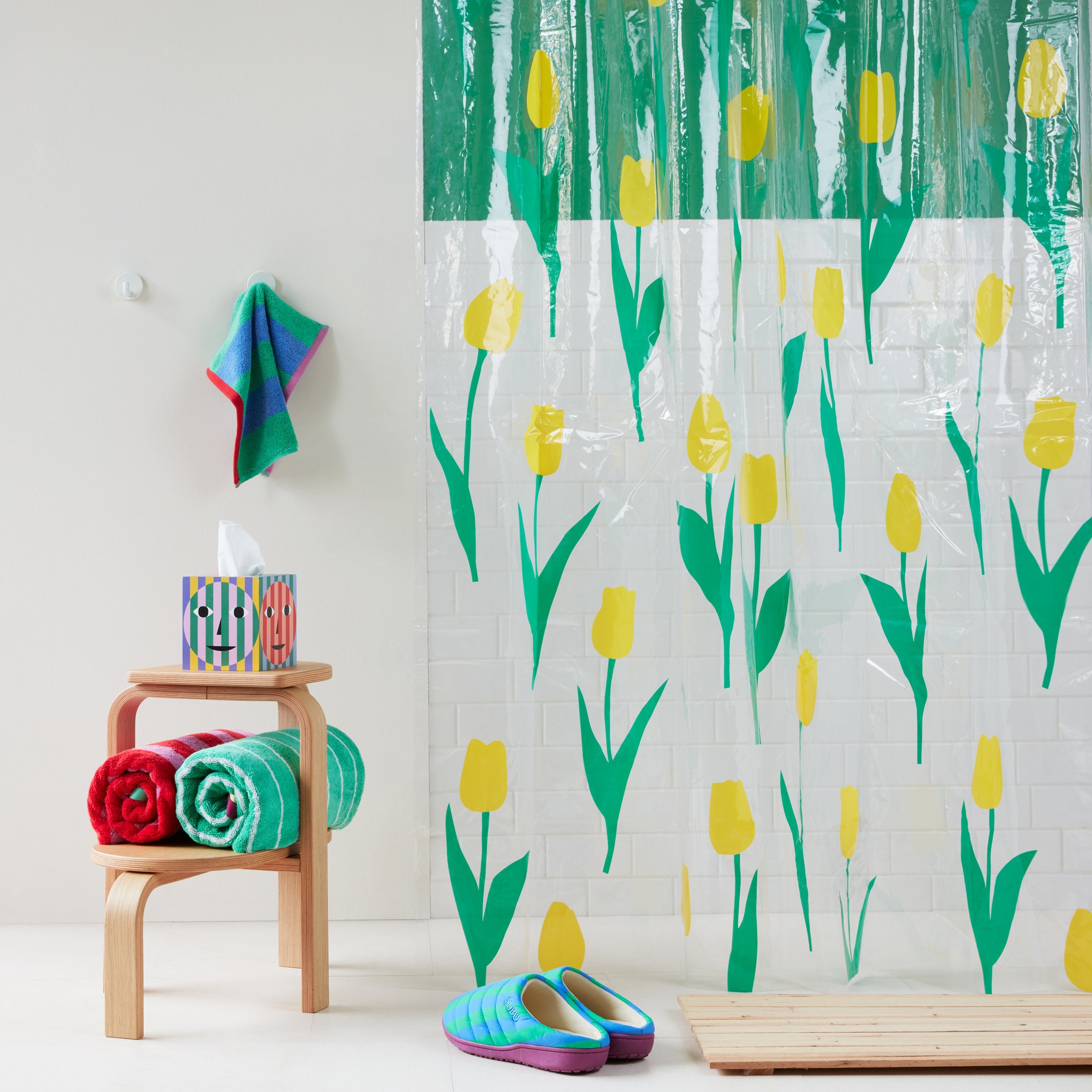 Dusen Dusen Yellow Tulip PEVA Shower Curtain 72x72"
