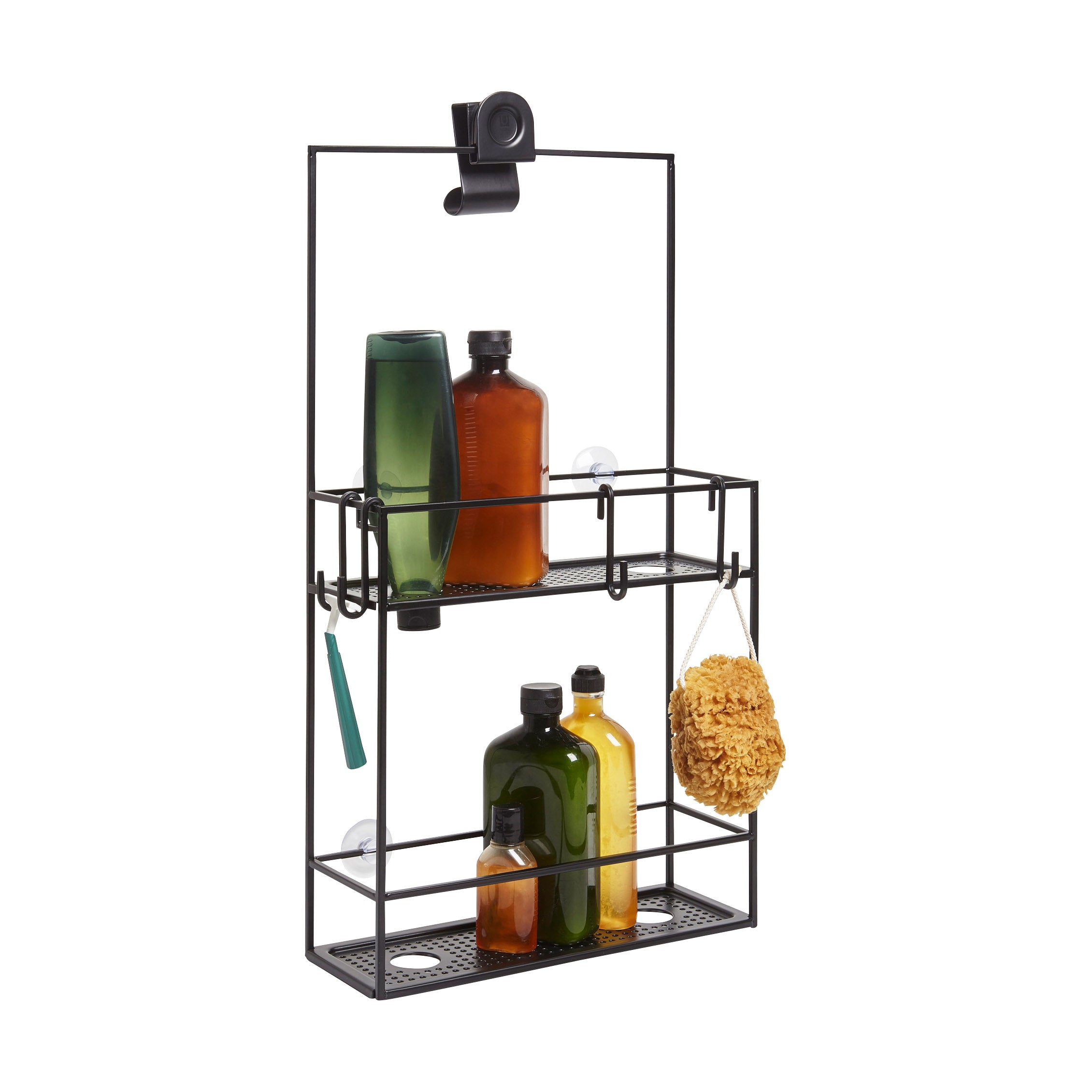 Cubiko Iron Shower Caddy with Hooks & Suction Cups