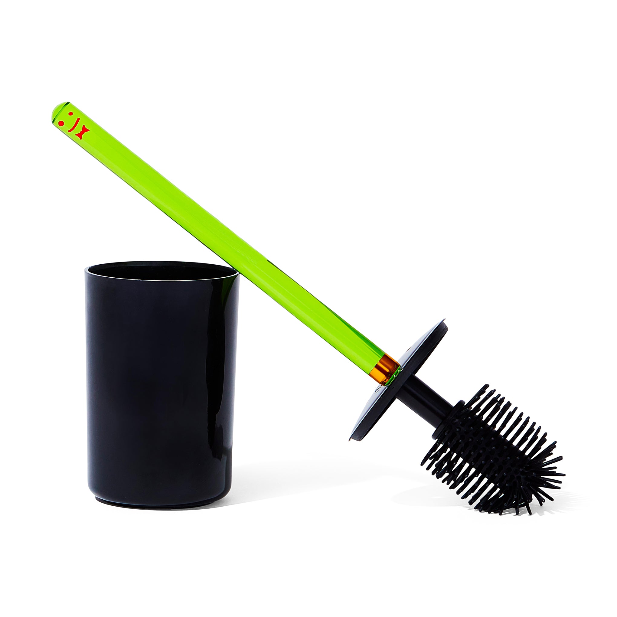 Neon Green Translucent Toilet Brush with Drip Canister