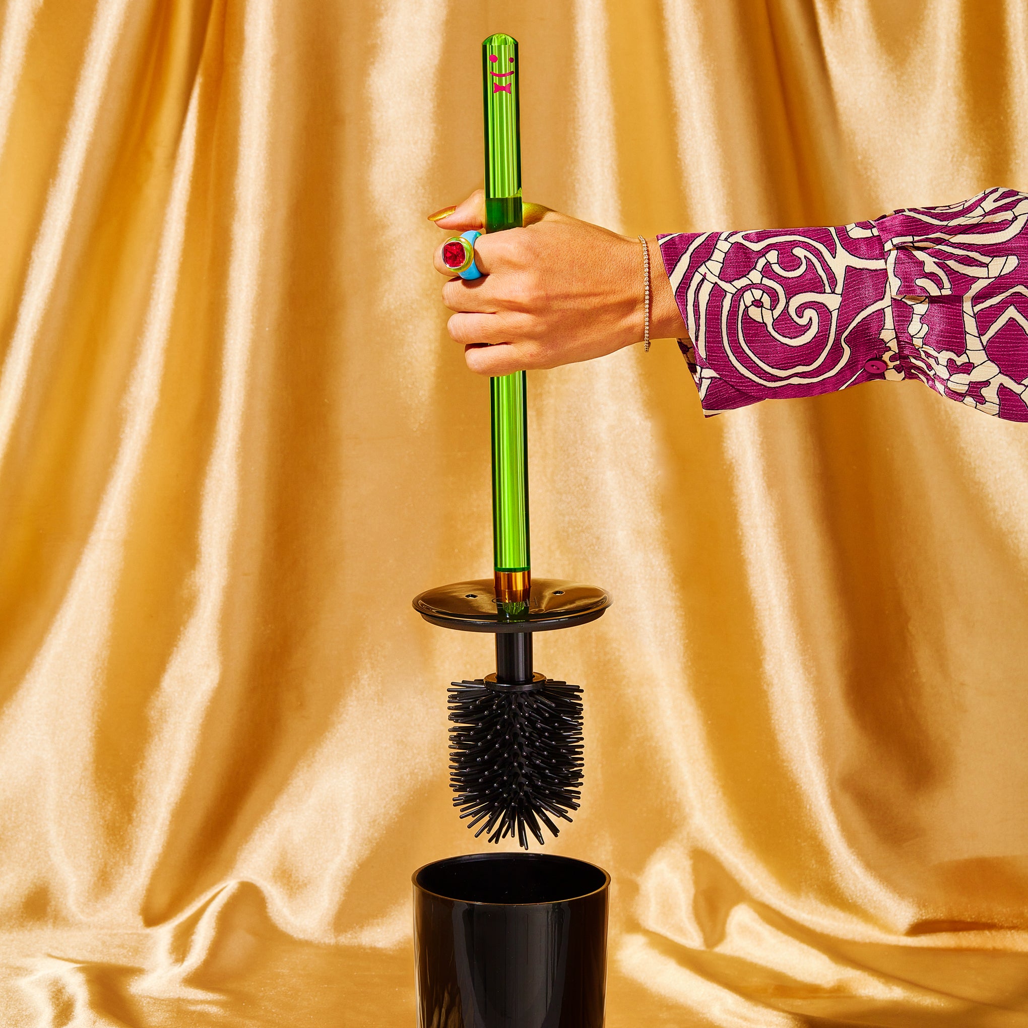 Neon Green Translucent Toilet Brush with Drip Canister