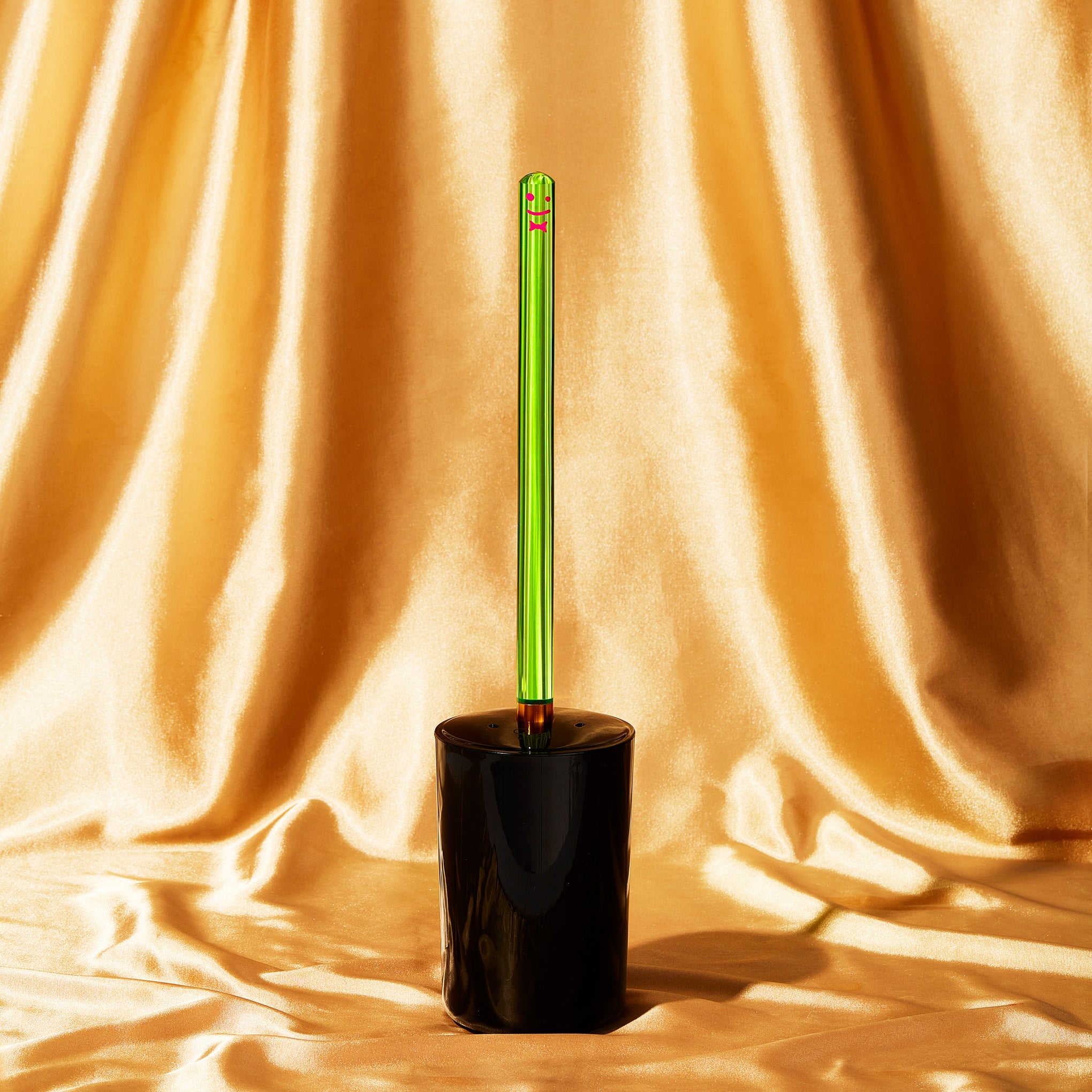 Neon Green Translucent Toilet Brush with Drip Canister