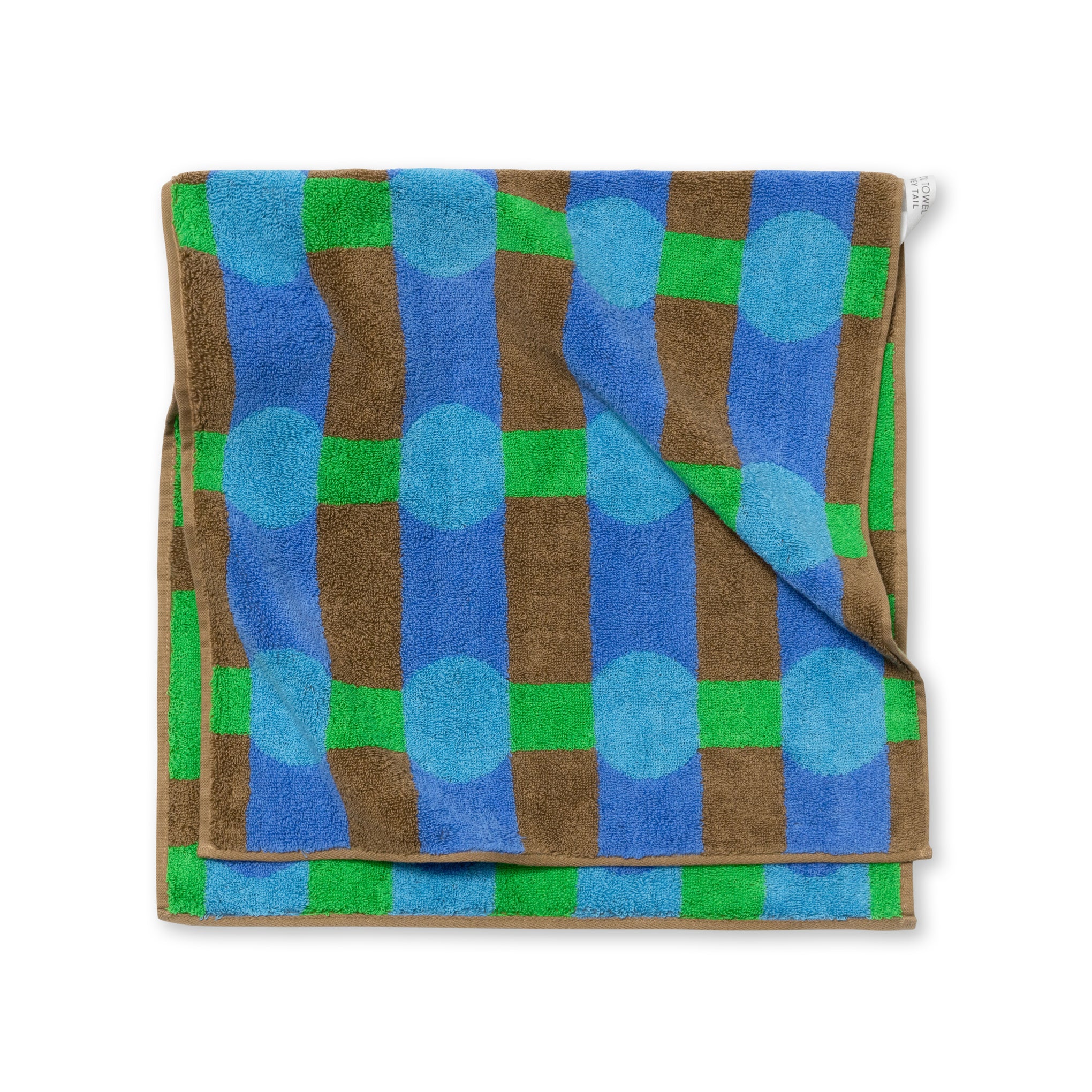 Blue Brick Pattern Cotton Terry Hand Towel - 15.75" x 31.5" - Kim Hangeol Design