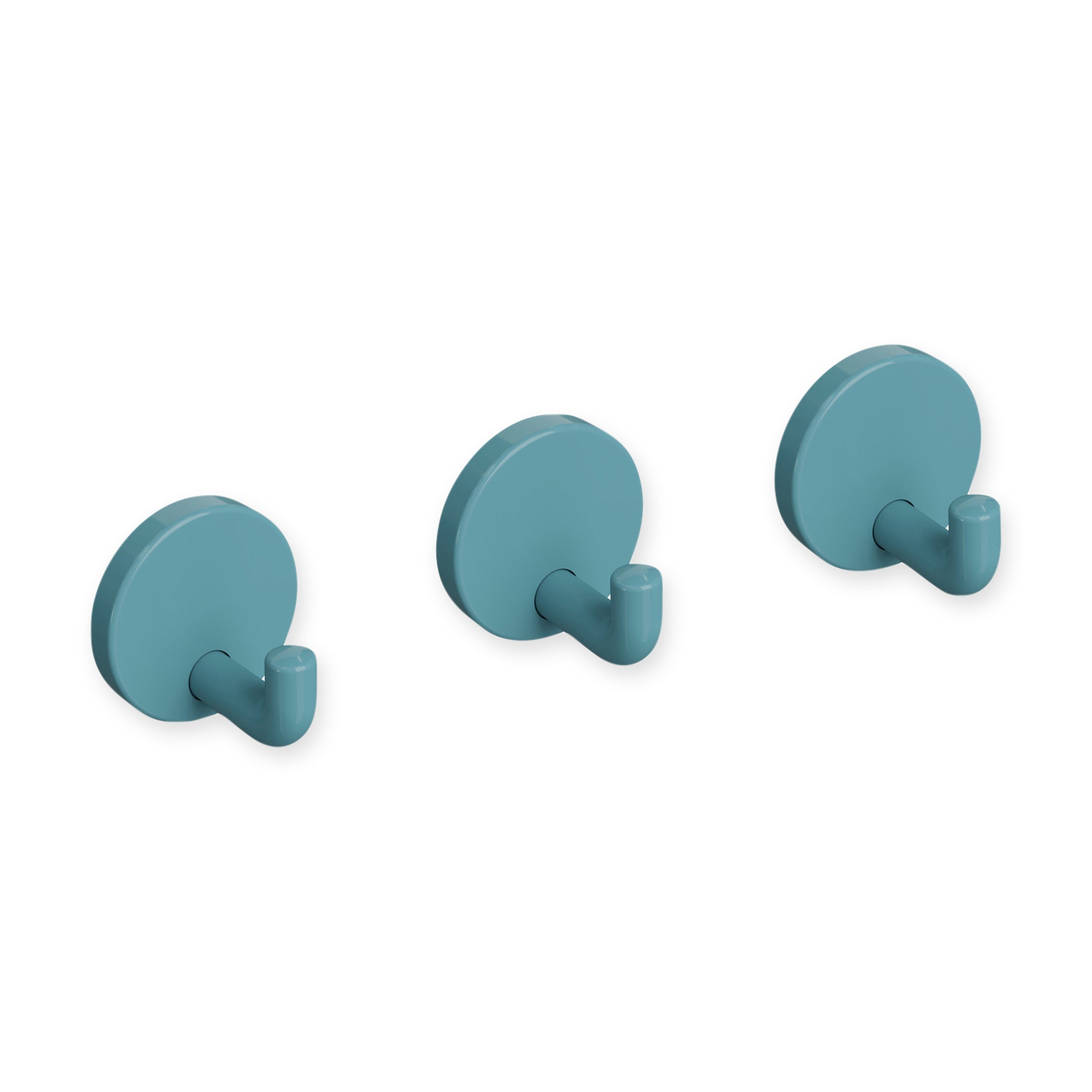 HEWI Bauhaus Wall Hooks - Set of 3 Blue Polyamide Hooks for Bathroom & Home