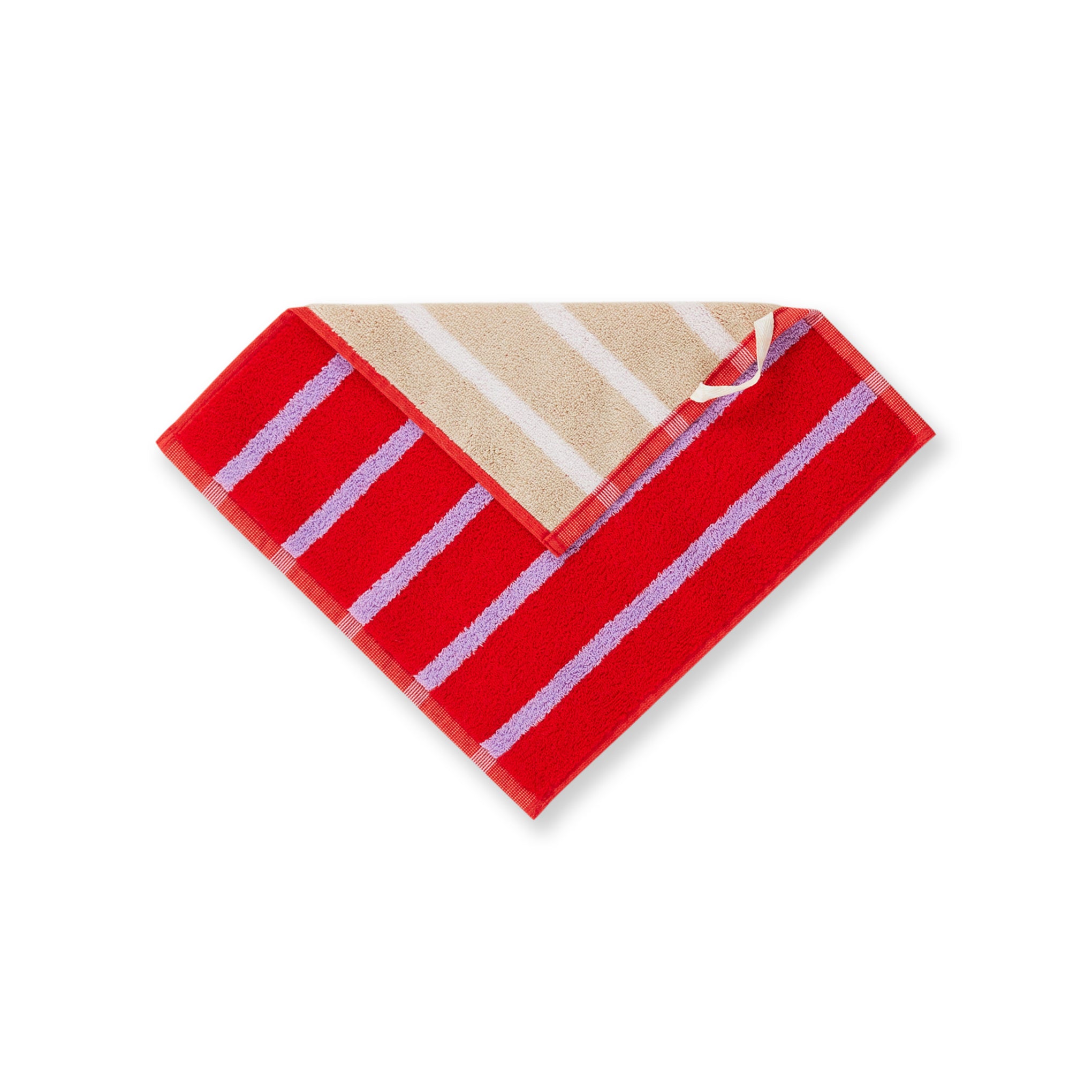 Dusen Dusen Reversible Cotton Bath Towel - Porcelain Stripe Red/Tan
