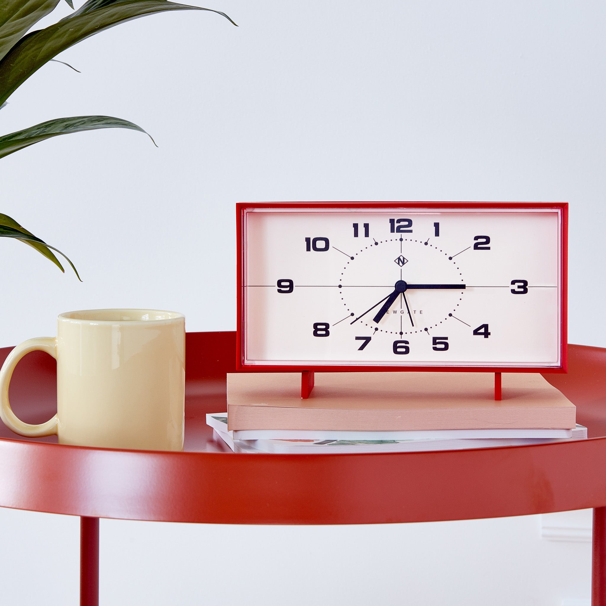 Mid-Century Wideboy Alarm Clock - Silent Sweep, Matte Black/White