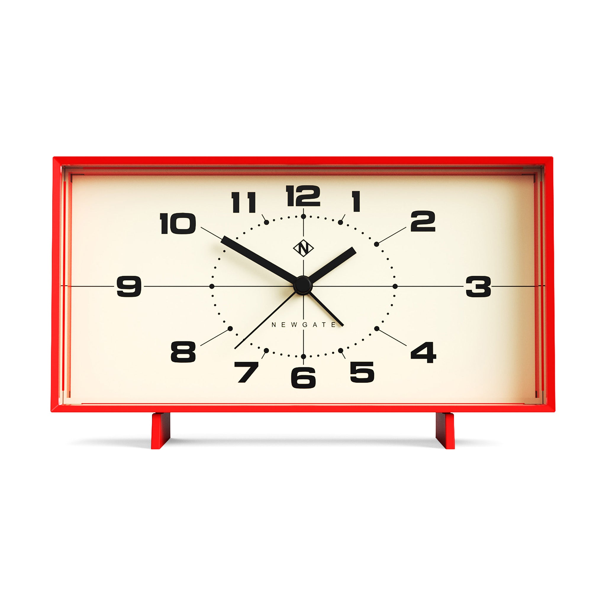 Mid-Century Wideboy Alarm Clock - Silent Sweep, Matte Black/White